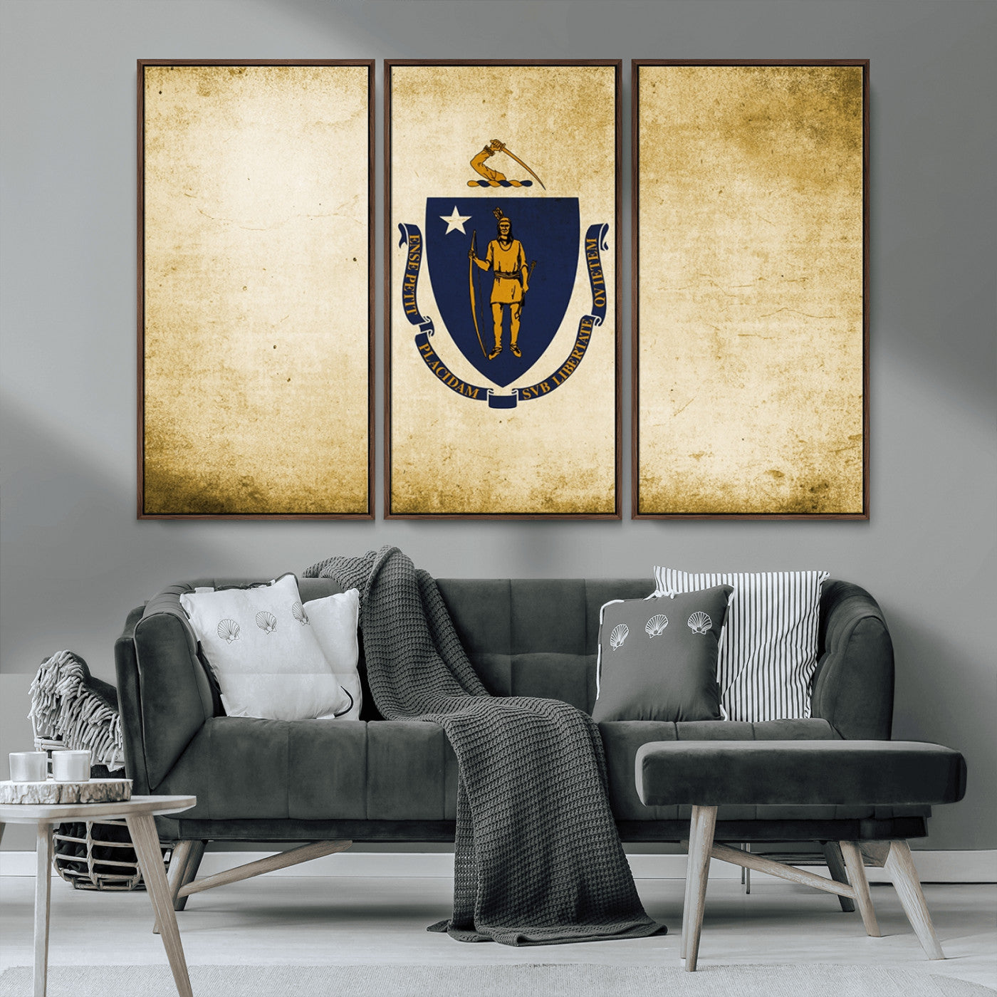 MGV-FC-48X32-3P - Massachusetts Flag Wall Art Canvas Print