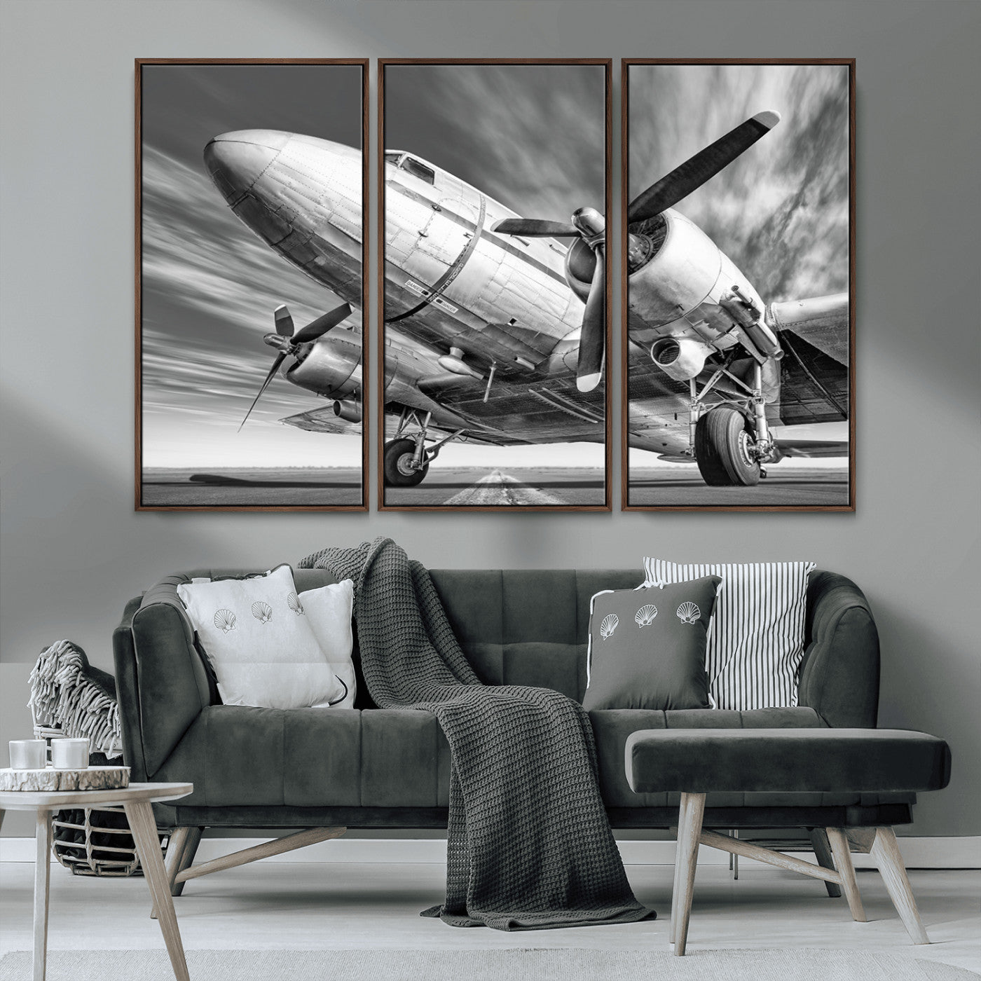 MGV-FC-48X32-3P - Vintage Airplane on Runway Canvas Print