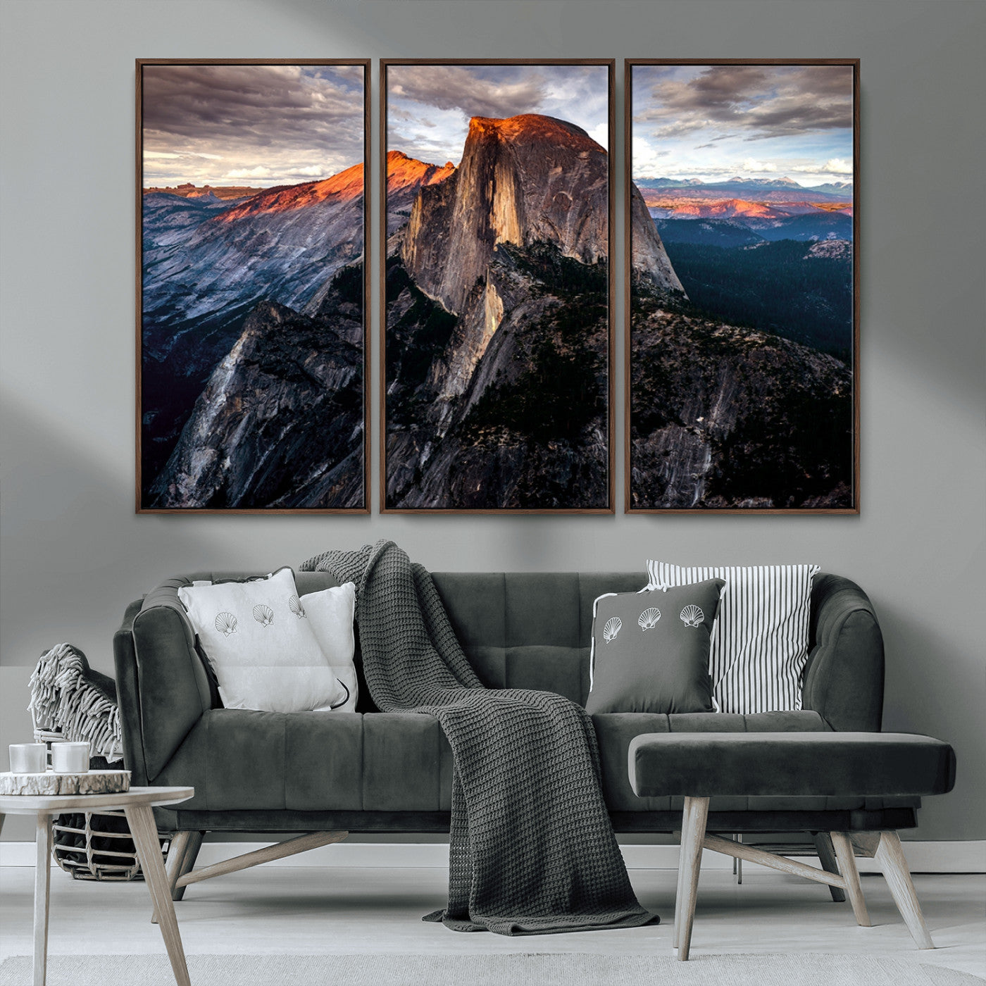 MGV-FC-48X32-3P - Half Dome Wall Art Print - Yosemite Majestic Triptych Landscape Print – National Park Nature Decor