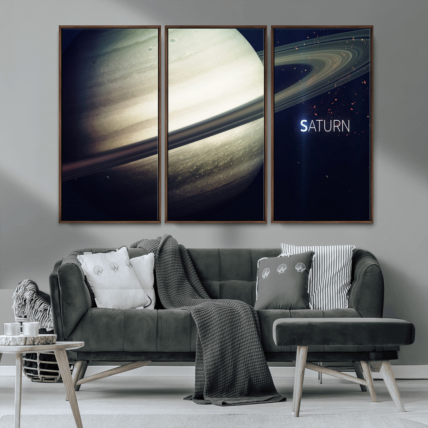 MGV-FC-48X32-3P - Framed Saturn Wall Art Canvas Print