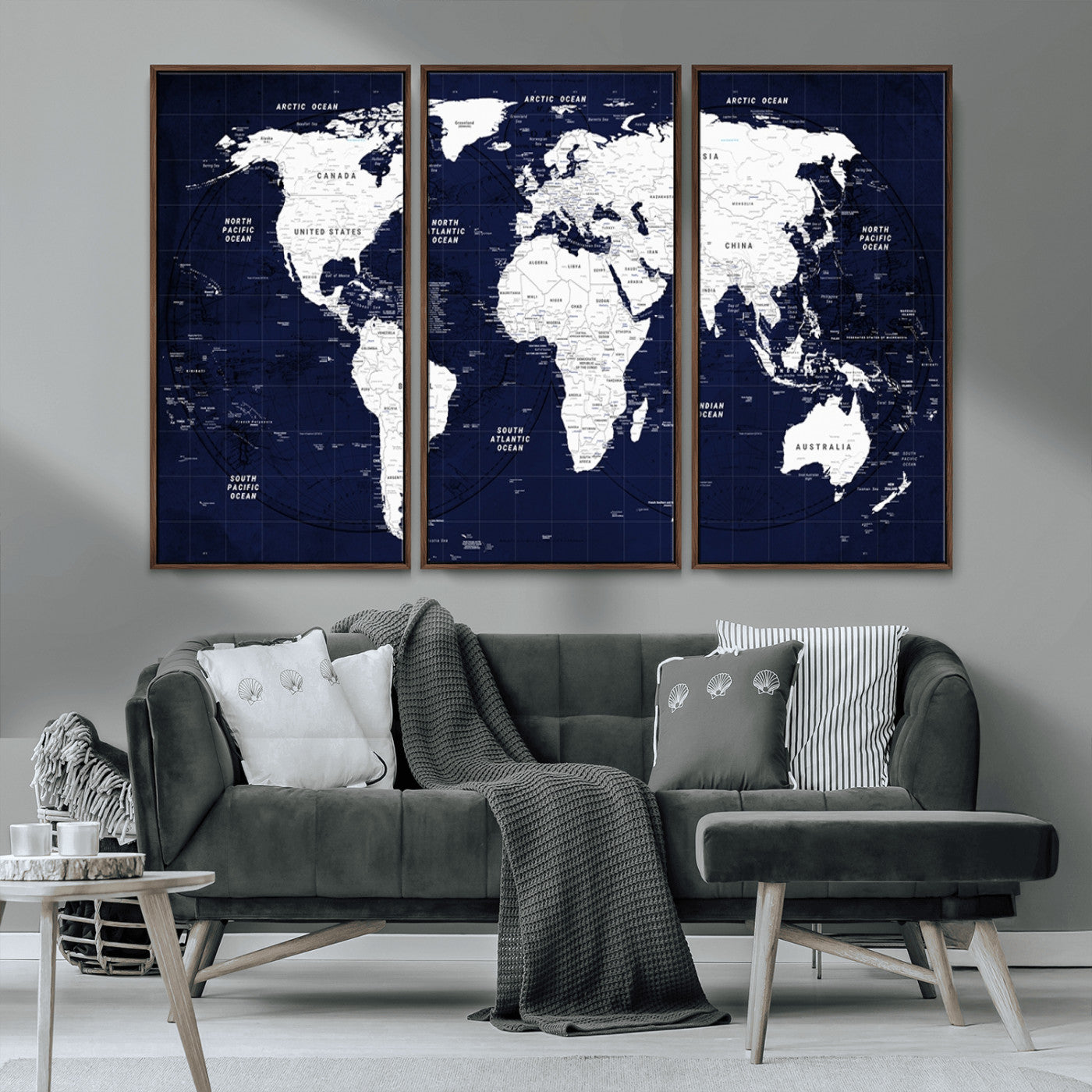 MGV-FC-48X32-3P - World Map Wall Art Canvas Print for Home and Office Decor