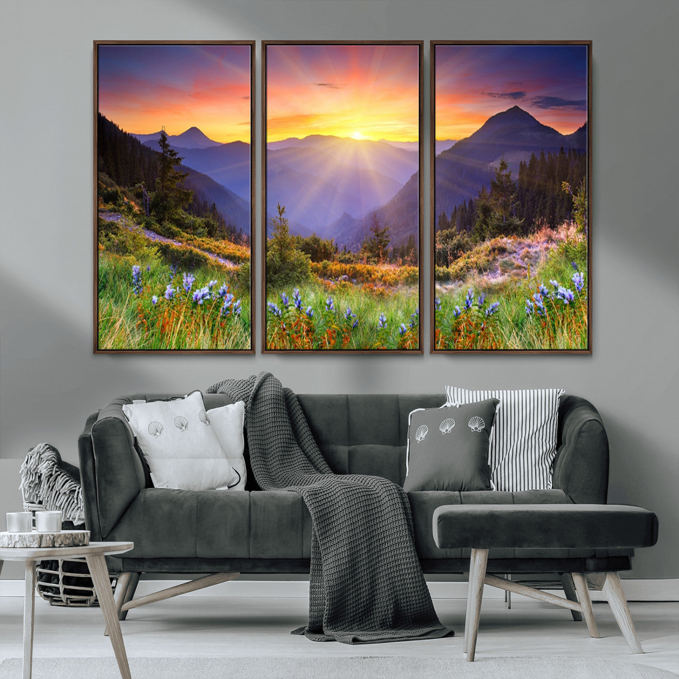 MGV-FC-48X32-3P - Mountain and Spring Wall Art Canvas Print