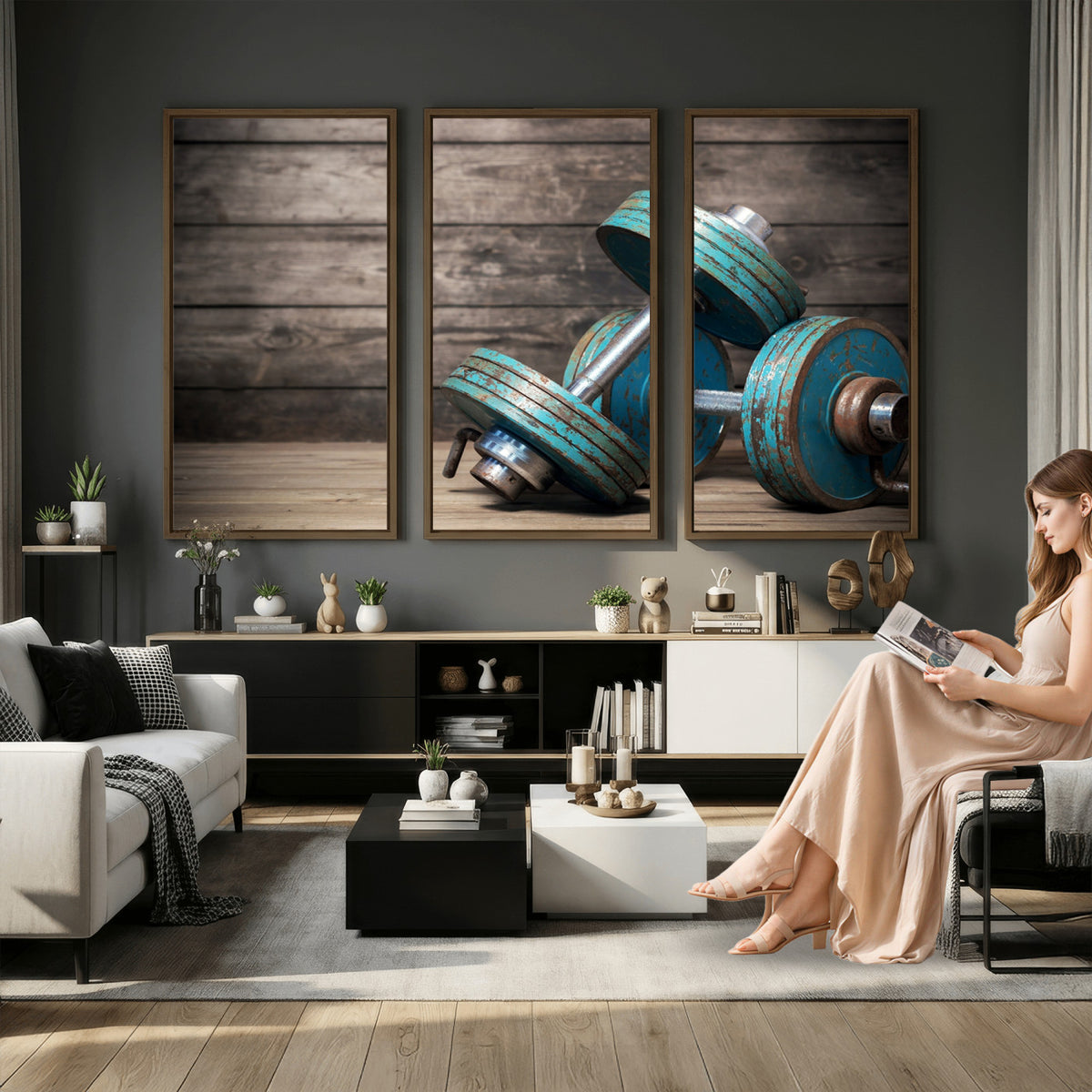 39364-MGV-CV-36X24 - Dumbbell and Sport Wall Art Canvas Print