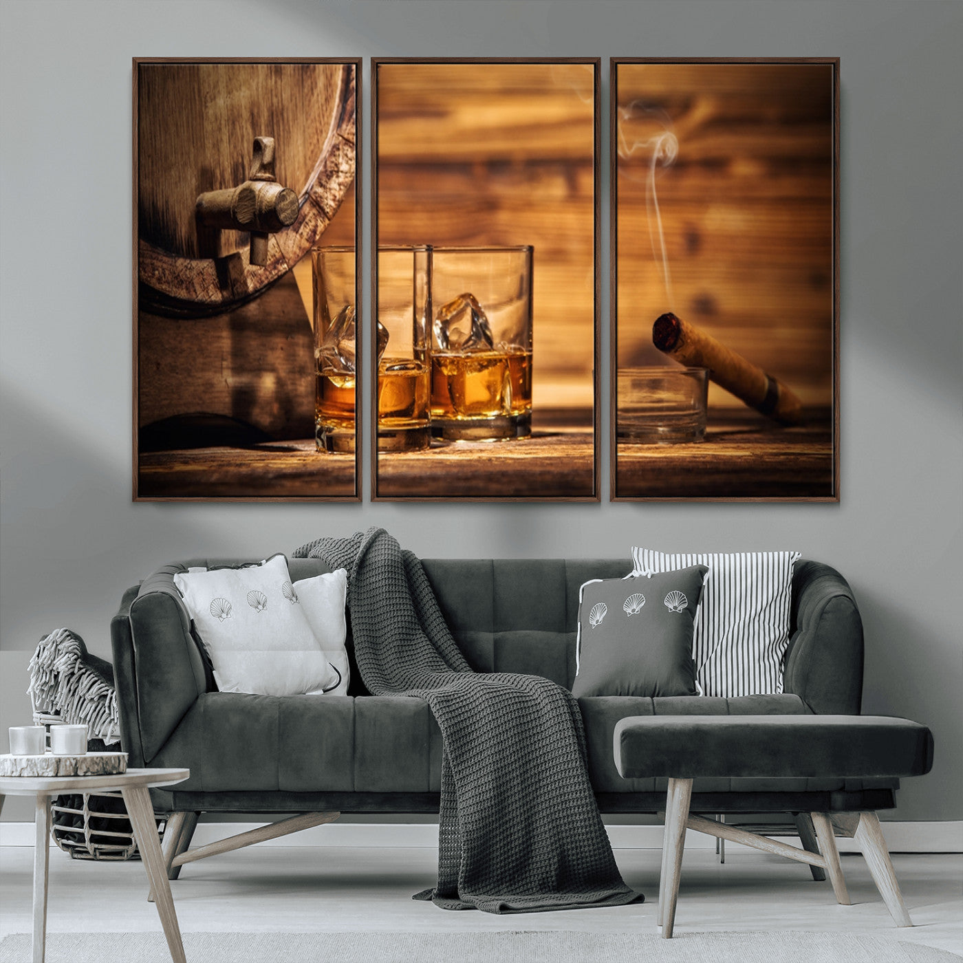 MGV-FC-48X32-3P - Rustic Whiskey and Barrel Canvas Print