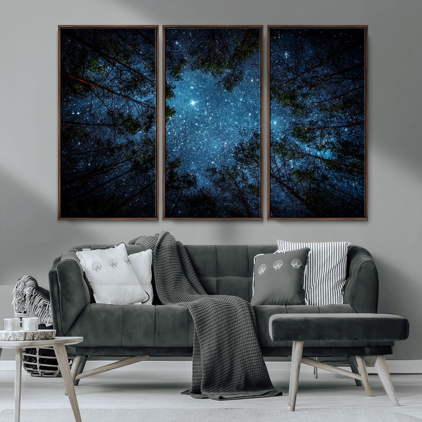 MGV-FC-48X32-3P - Forest and Stars Wall Art Canvas Print