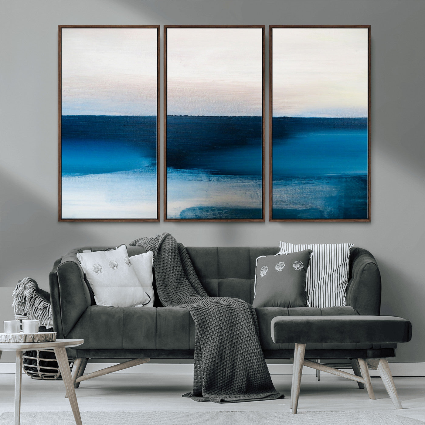 MGV-FC-48X32-3P - Dark Blue Abstract Wall Art Canvas Print