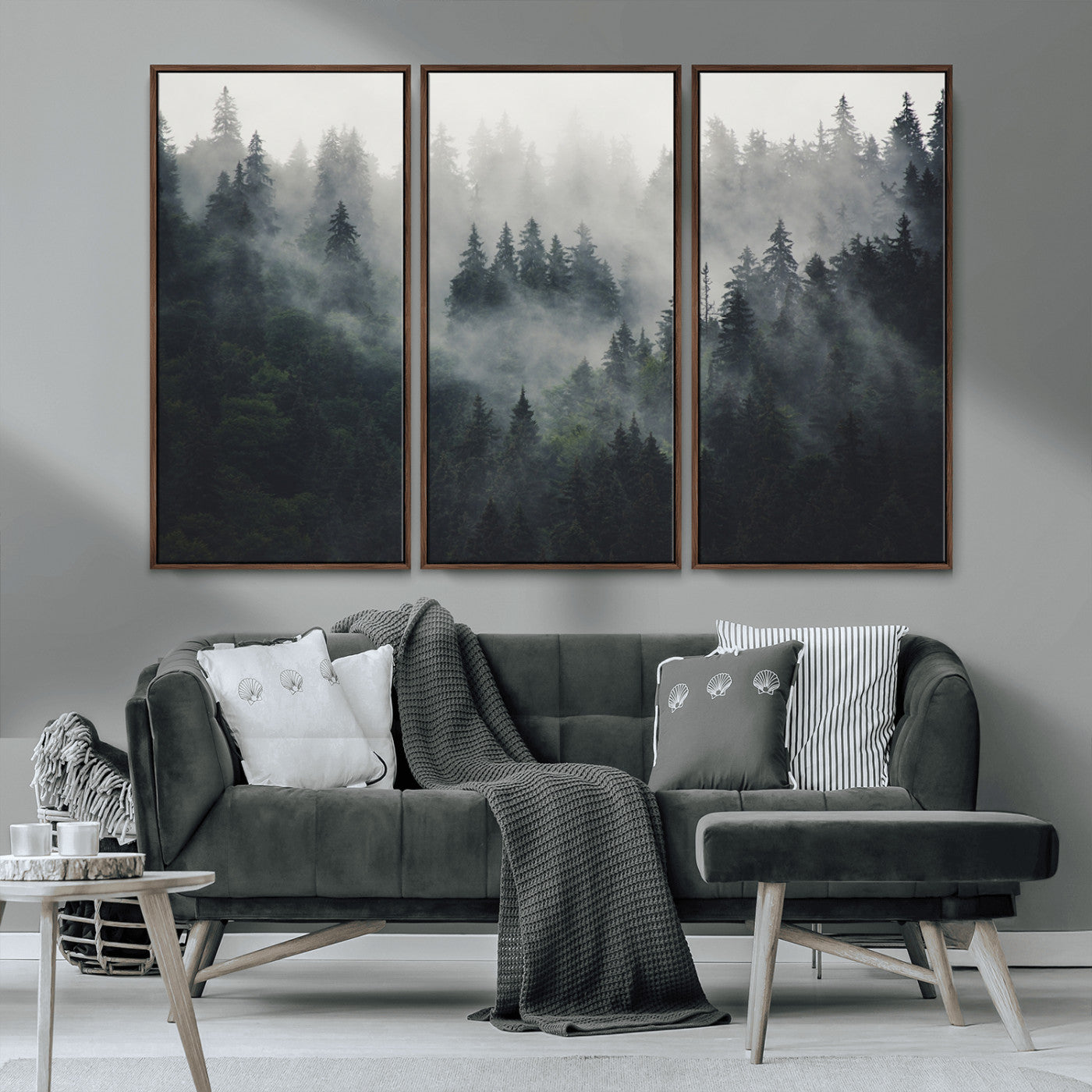 MGV-FC-48X32-3P - Nature Wall Decor - Serene Triptych Nature Print – Woodland Landscape Decor for Living Room or