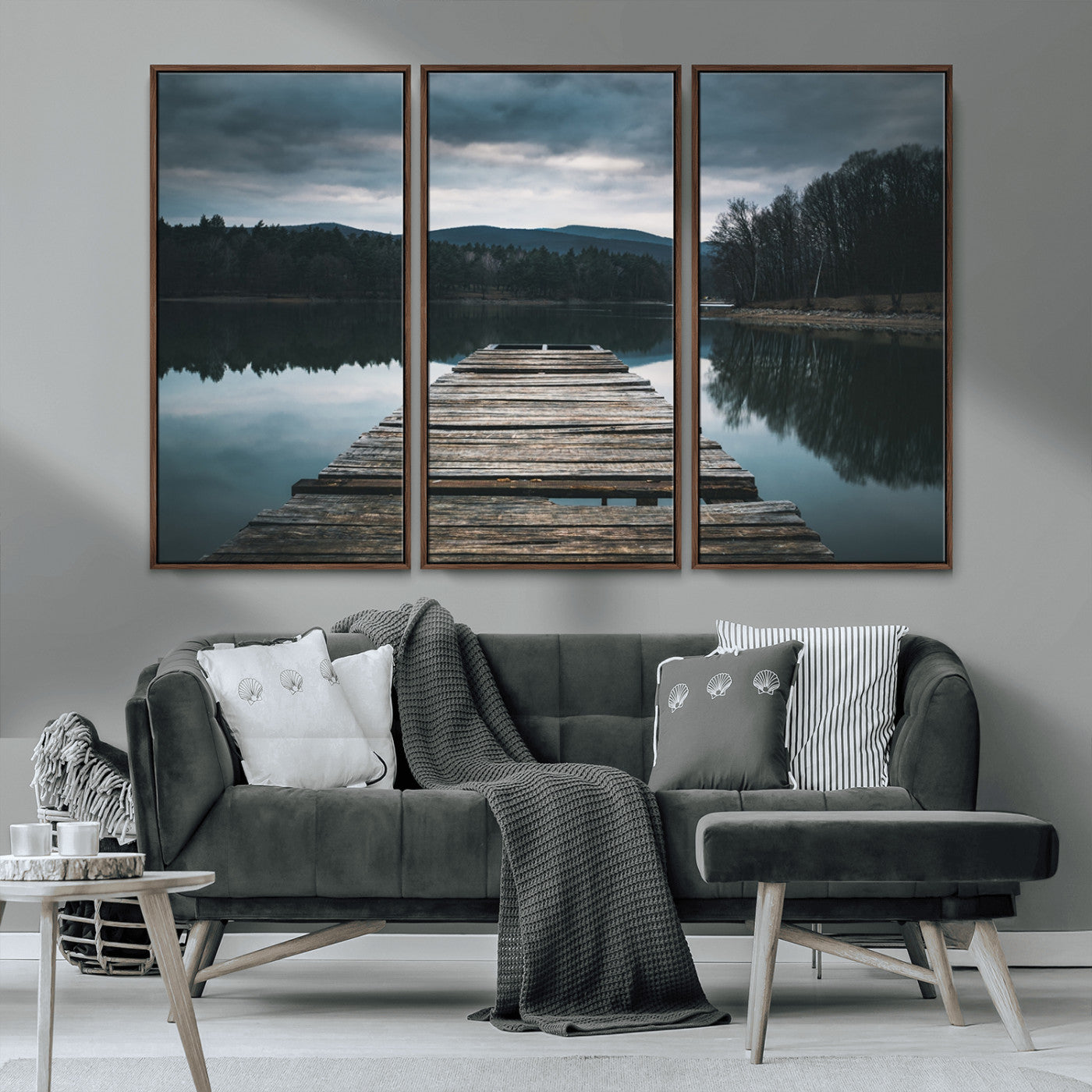 MGV-FC-48X32-3P - Wooden Bridge Near Lake Wall Art Canvas Print