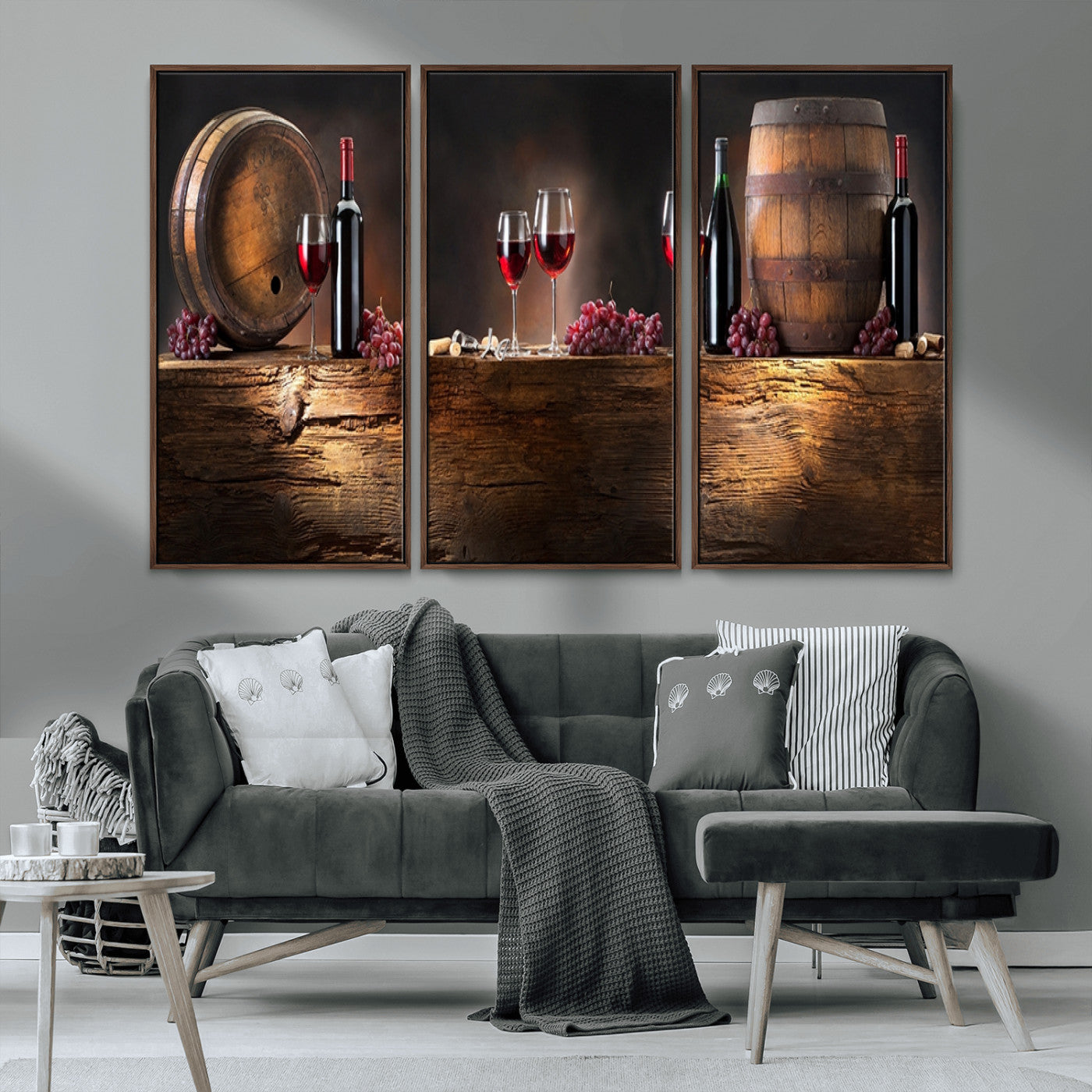 MGV-FC-48X32-3P - Wine and Barrels Wall Art Canvas Print