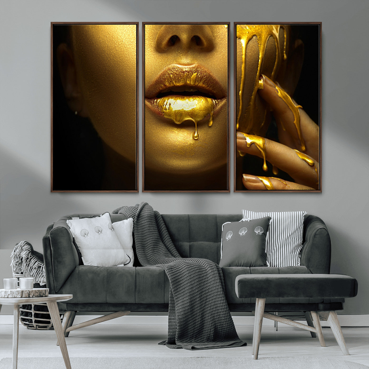 MGV-FC-48X32-3P - Gold and Women Wall Art Canvas Print