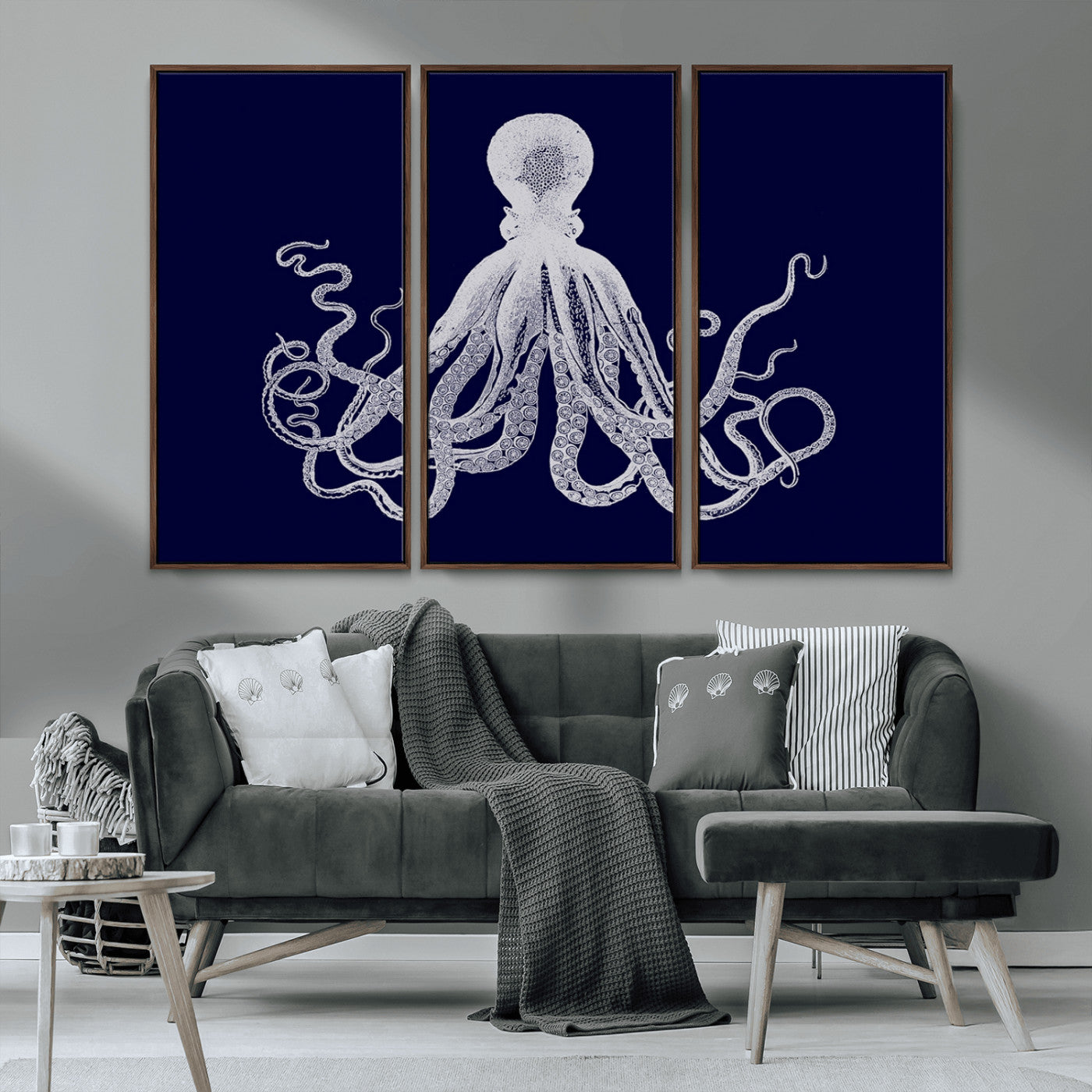 MGV-FC-48X32-3P - Blue Octopus Wall Art Canvas Print