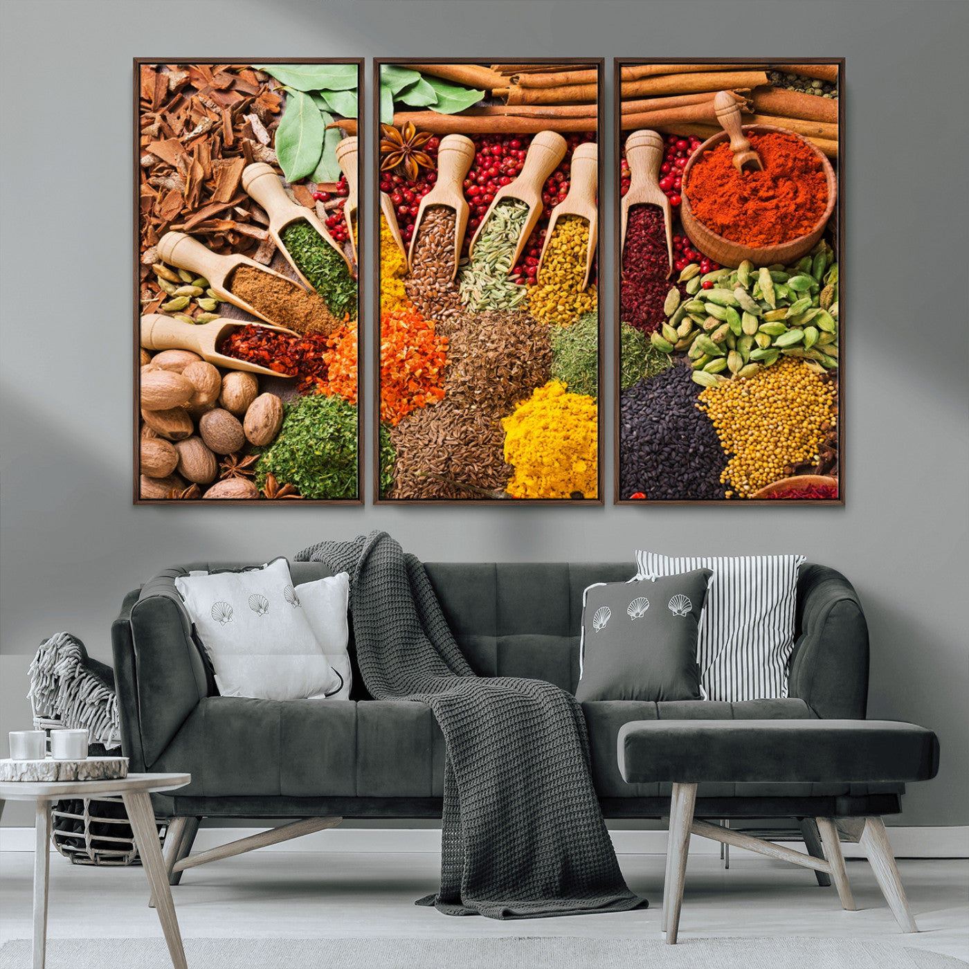 MGV-FC-48X32-3P - Herbs and Spices Art Canvas Print for Kitchen Kitchen, Dining Room Wall Decor
