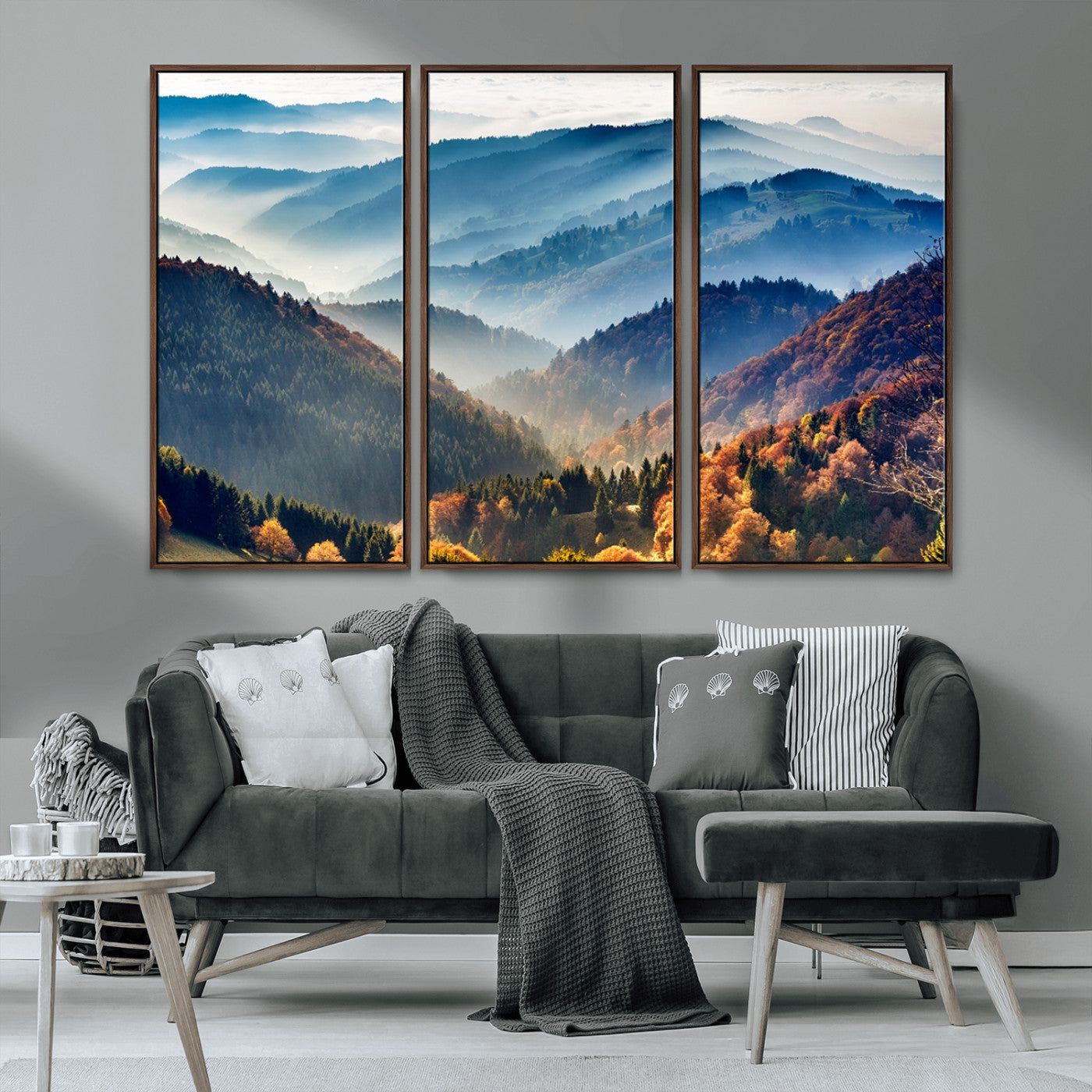 MGV-FC-48X32-3P - Mountains Forest Autumn Wall Art Canvas Print