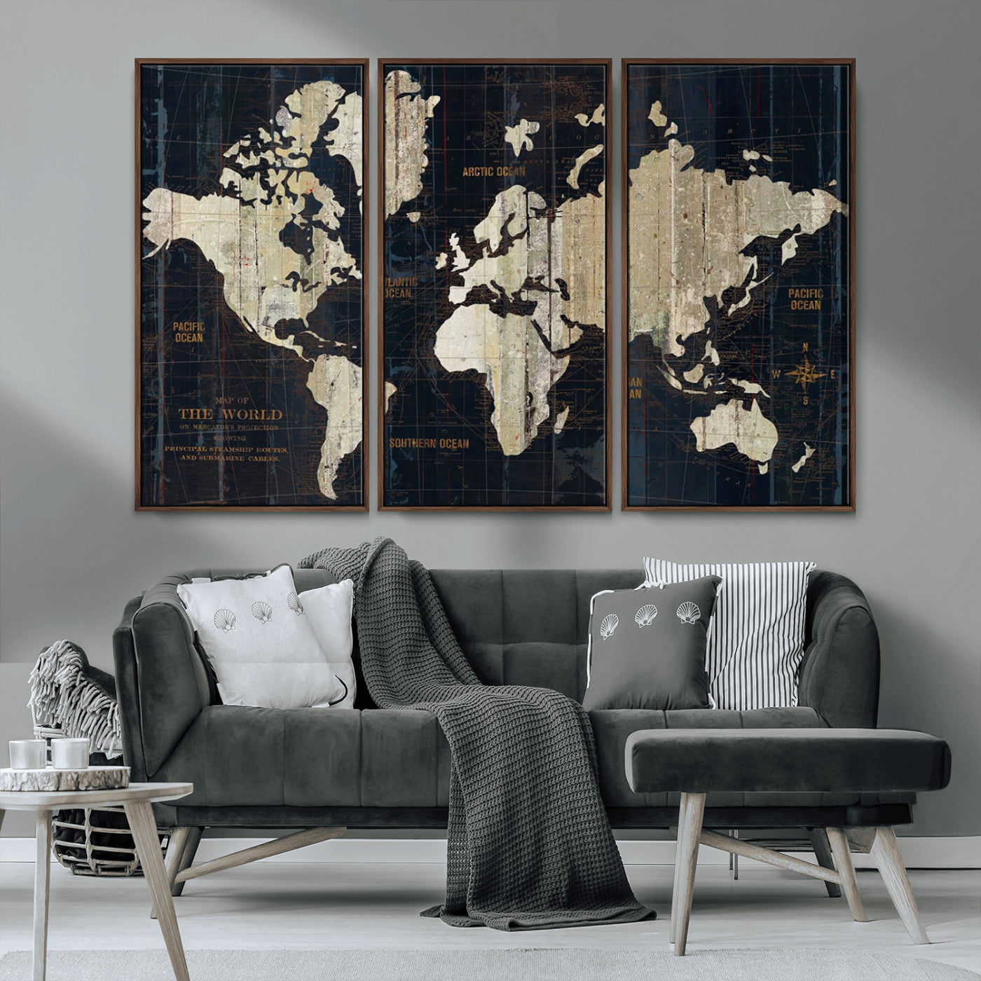 MGV-FC-48X32-3P - Push Pin World Map Canvas Print – Framed Wall Art for Couples to Track Their Travels – Anniversary