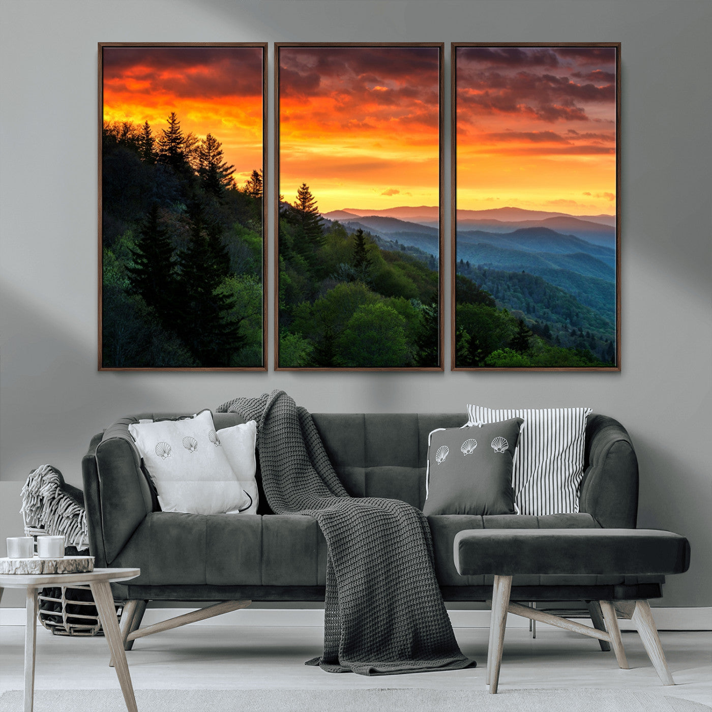 MGV-FC-48X32-3P - Forest Landscape Wall Art Sunset Canvas, Forest Sunset Canvas Print