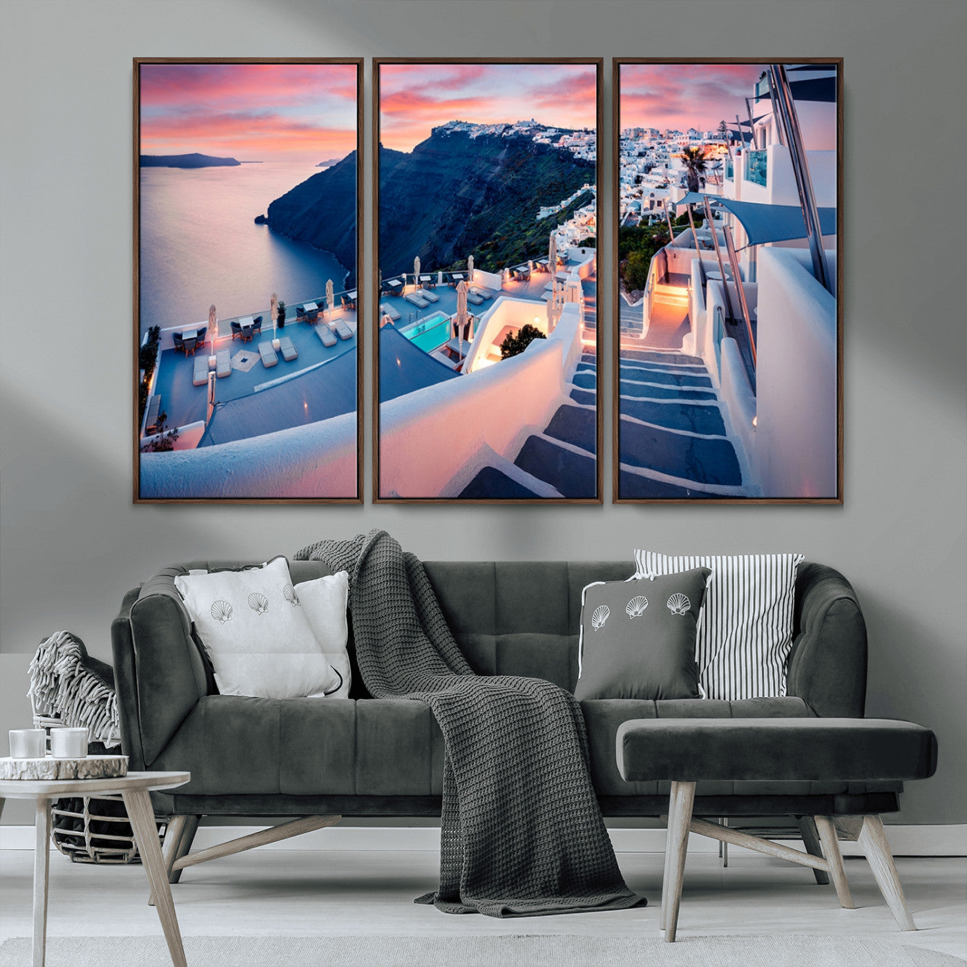 MGV-FC-48X32-3P - Santorini Island Wall Art Canvas Print