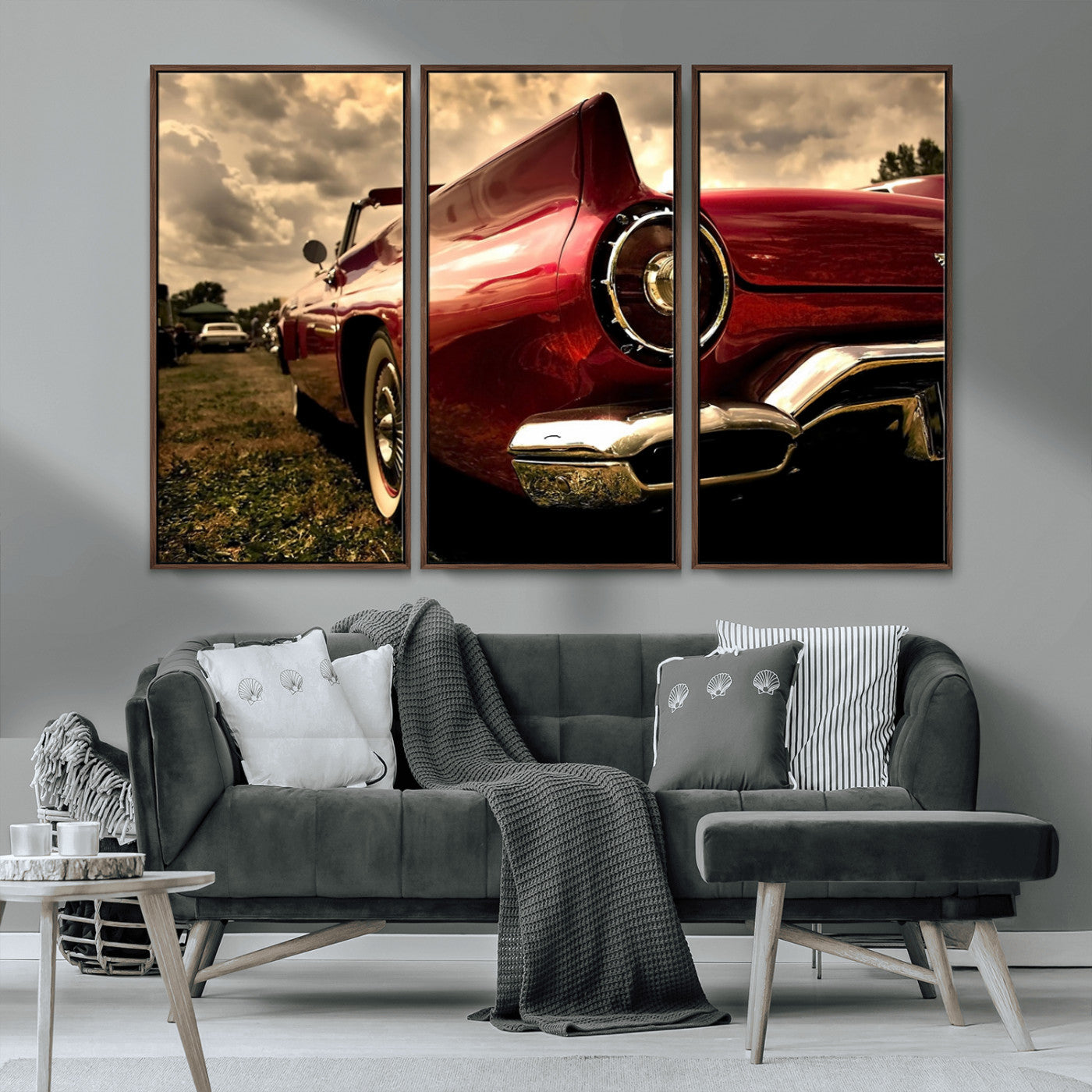 MGV-FC-48X32-3P - Red Classic Car Wall Art Canvas Print