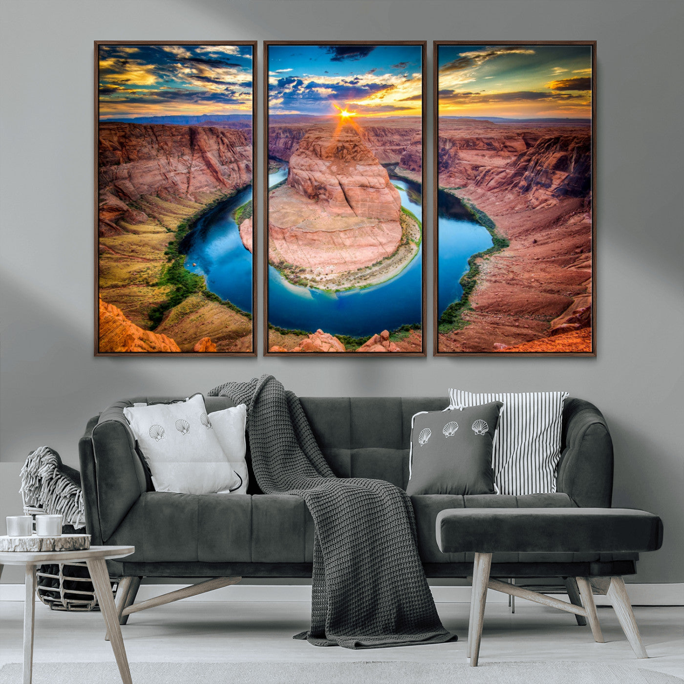 MGV-FC-48X32-3P - Sunset on the Horseshoe Bend Grand Canyon, Horseshoe Bend Grand Canyon Canvas Wall Art Print