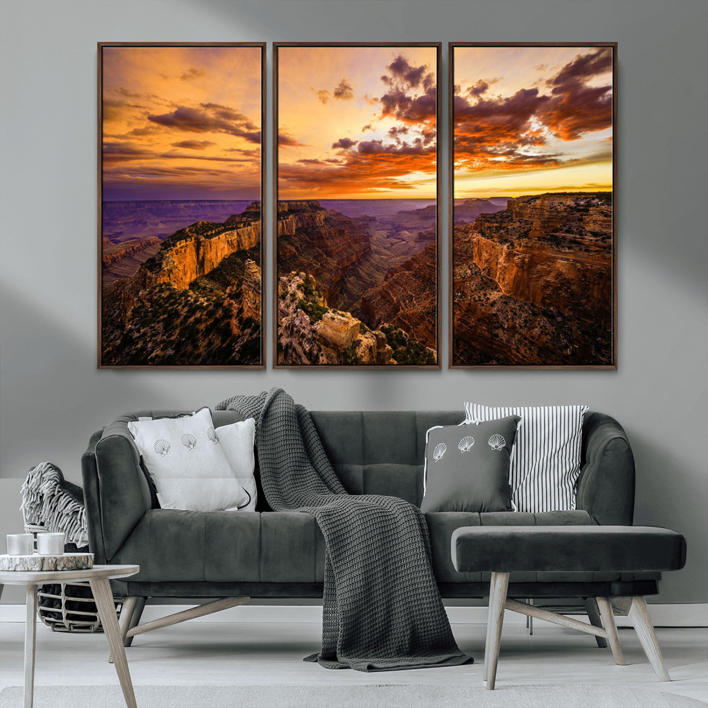 MGV-FC-48X32-3P - Mesmerizing Sunset from Grand Canyon Nal Park Wall Art, Grand Canyon Canvas Print