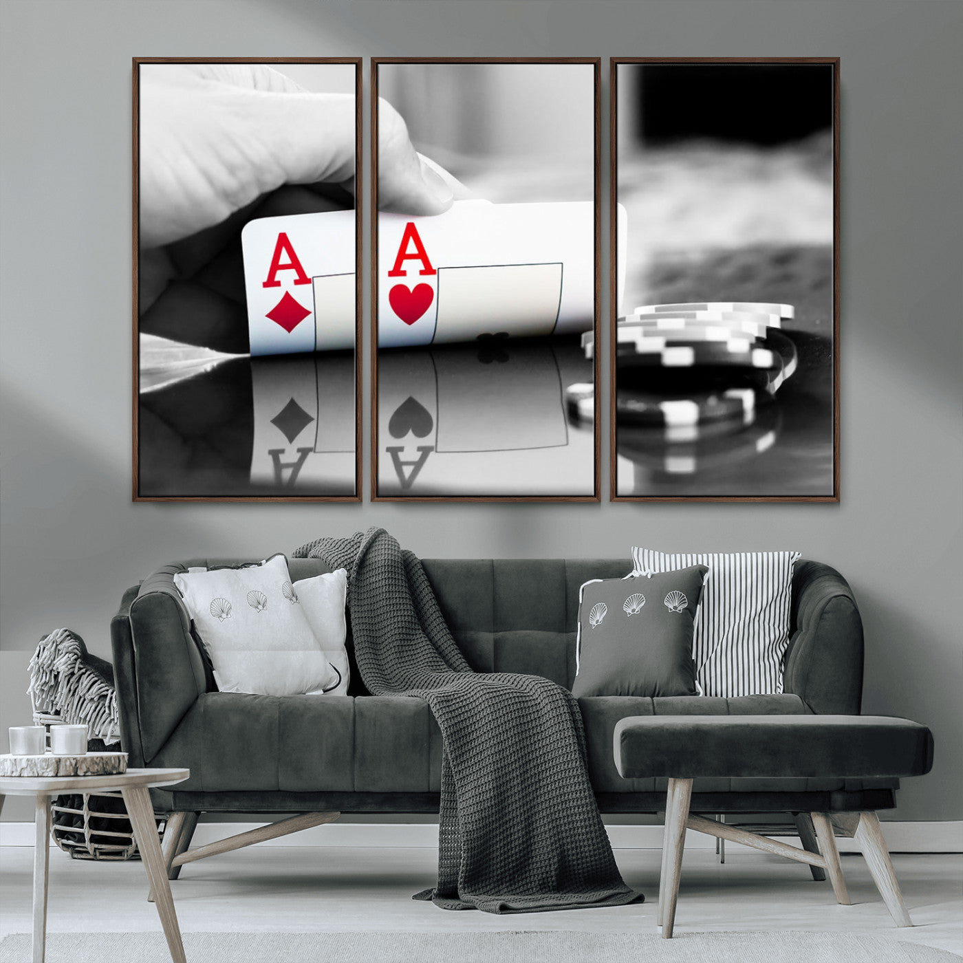 MGV-FC-48X32-3P - Aces Poker Art Poker Game Wall Art Canvas Print