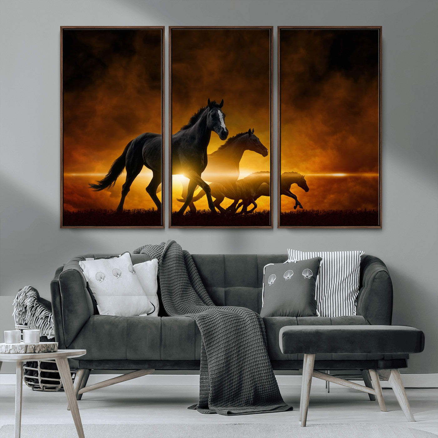 MGV-FC-48X32-3P - Horse Wall Art Canvas Print, Multi Panel Animal Canvas Print