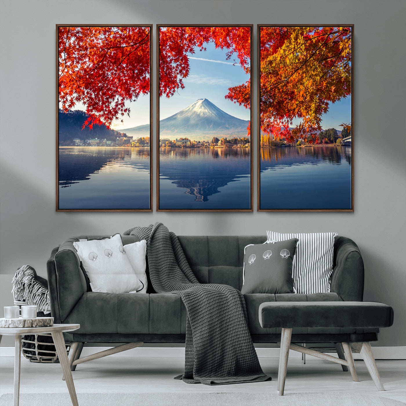 MGV-FC-48X32-3P - Mount Fuji Canvas Wall Art Japan Autumn Mountain Canvas Print Wall Art