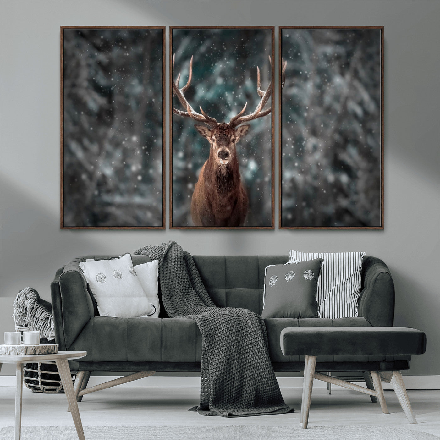 MGV-FC-48X32-3P - Wall Art Deer Art Animal Canvas, Framed Wall Art Deer Canvas Print