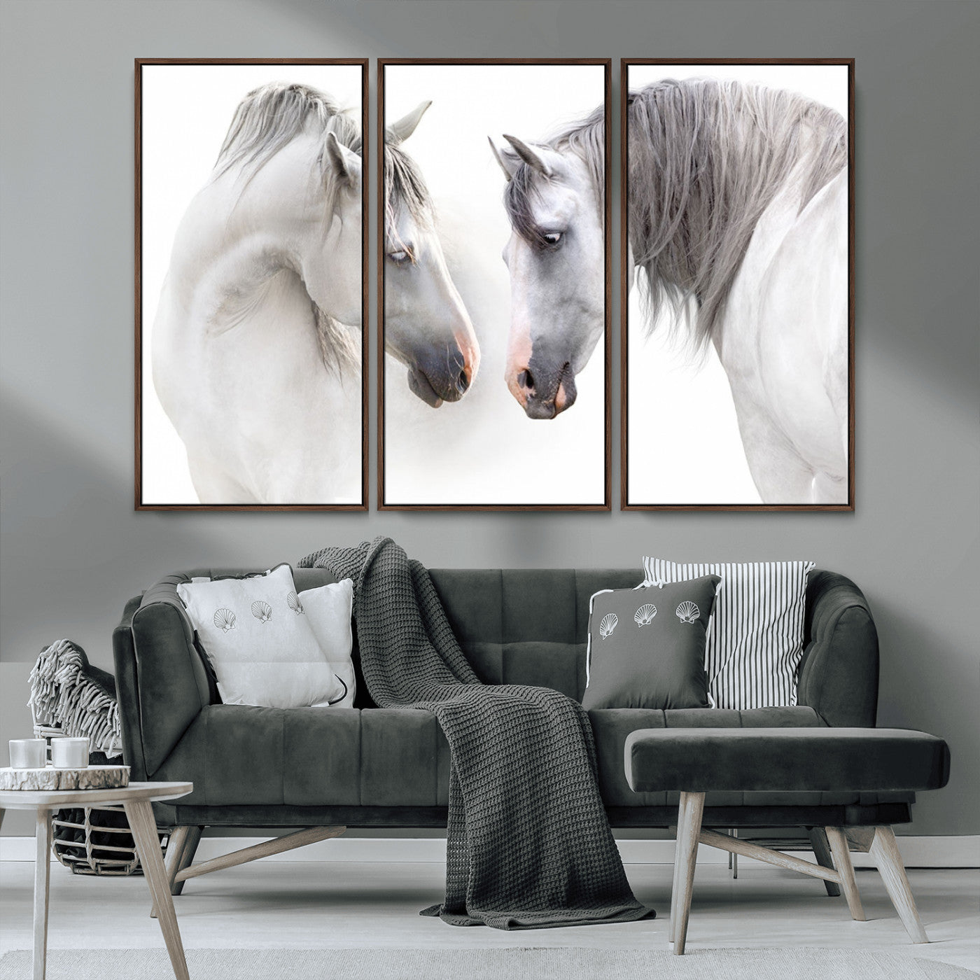 MGV-FC-48X32-3P - White Horse Wall Art Animal Canvas Print