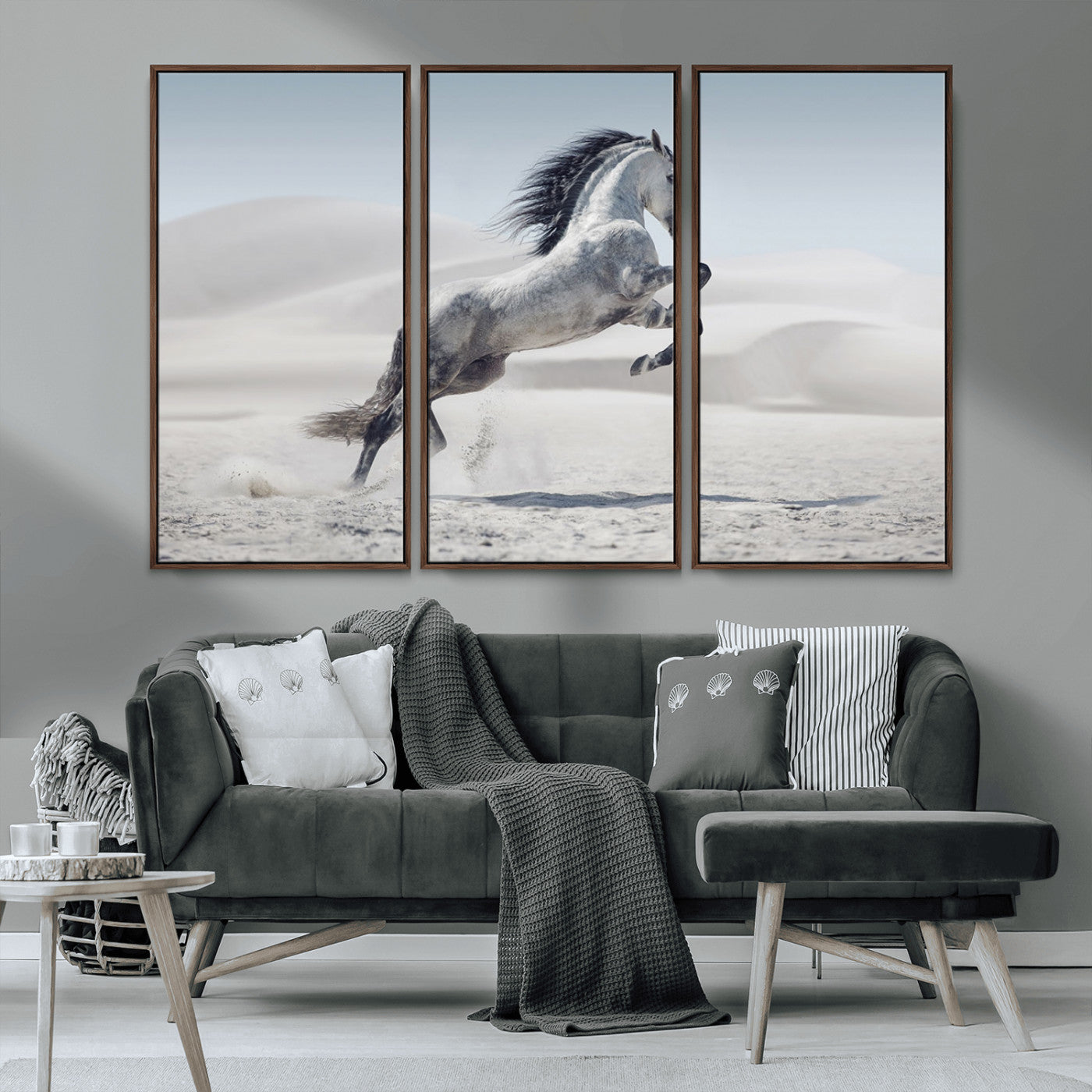 MGV-FC-48X32-3P - Prancing Horse on Dessert Large Wall Art Animal Canvas Print