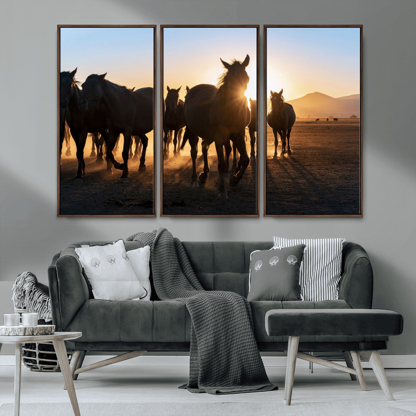 MGV-FC-48X32-3P - Horse Herd Wall Art Animal Canvas Print