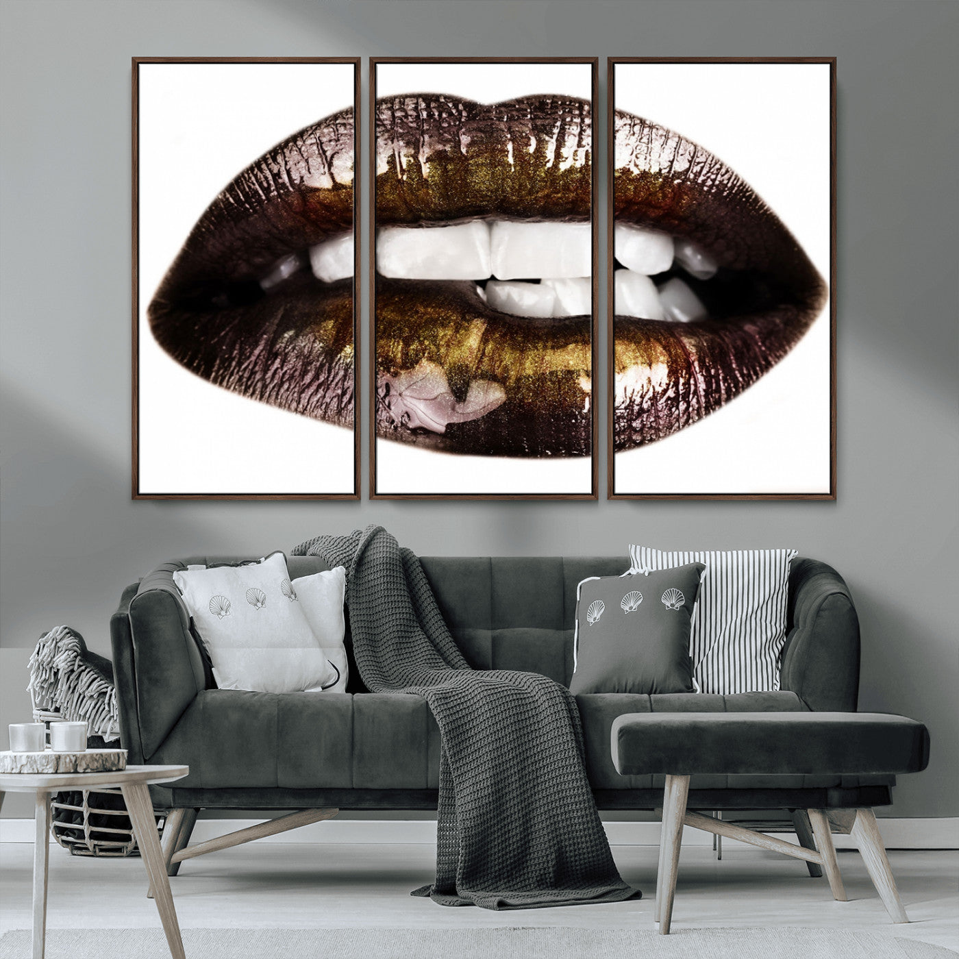 MGV-FC-48X32-3P - Close Up Lips Wall Art Canvas Print