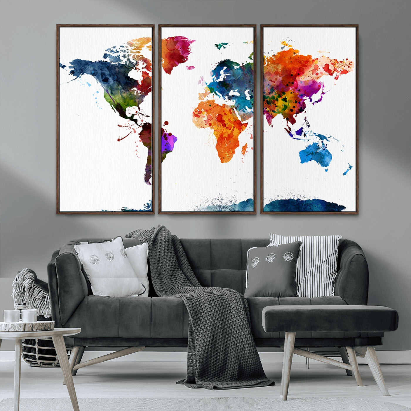 MGV-FC-48X32-3P - Push Pin World Map Canvas Print – Framed Wall Art for Couples to Track Their Travels – Anniversary