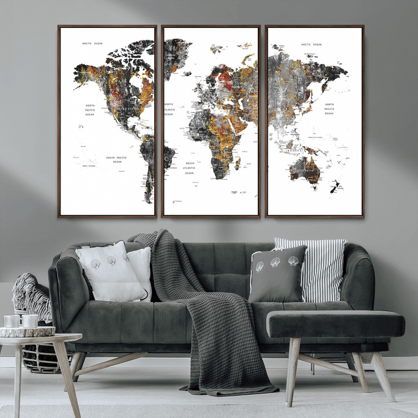 MGV-FC-48X32-3P - World Map Wall Art Canvas Print for Home and Office Decor