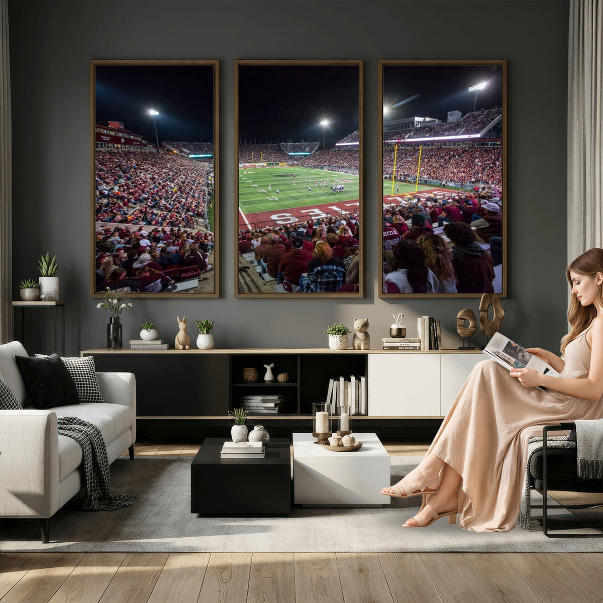 56191-MGV-CV-36X24 - Washington Grizzly Stadium American Football Wall Art Canvas Print, Sports Wall Art Print, Game Room Decor-1