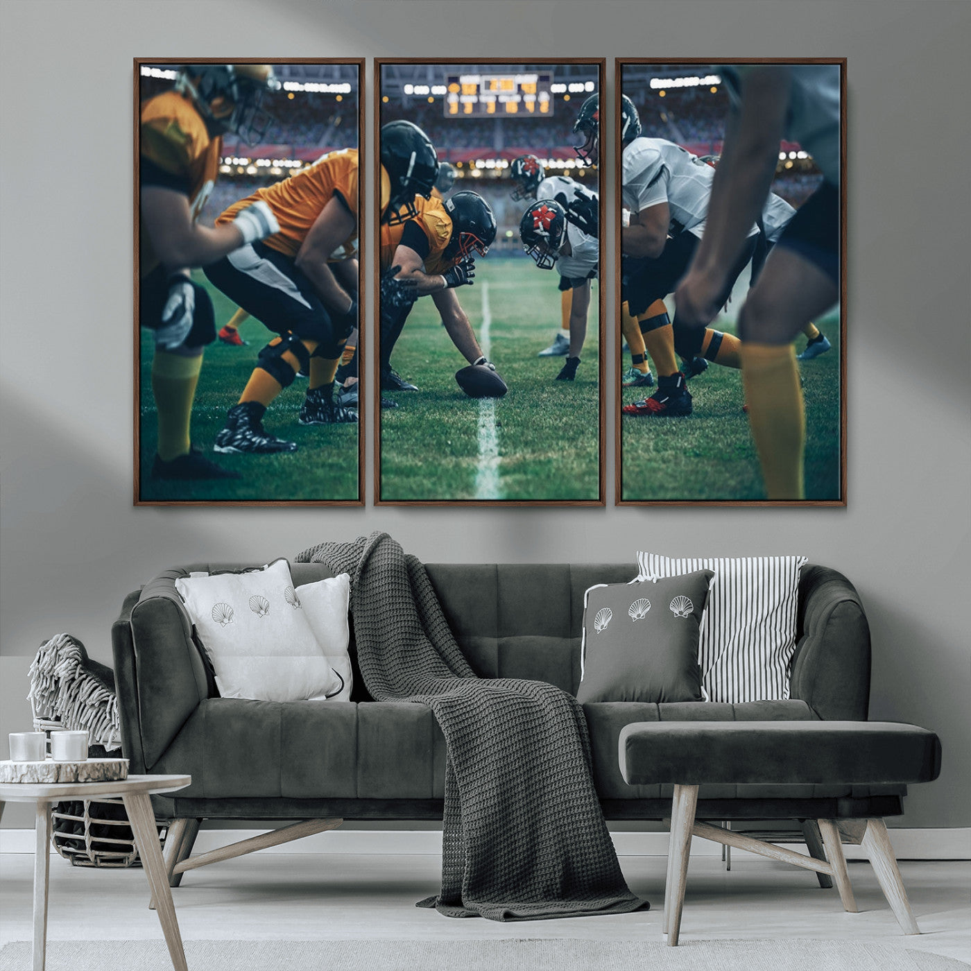 83227-MGV-FC-48X32-3P_Walnut-American Football Playing Wall Art Canvas Print
