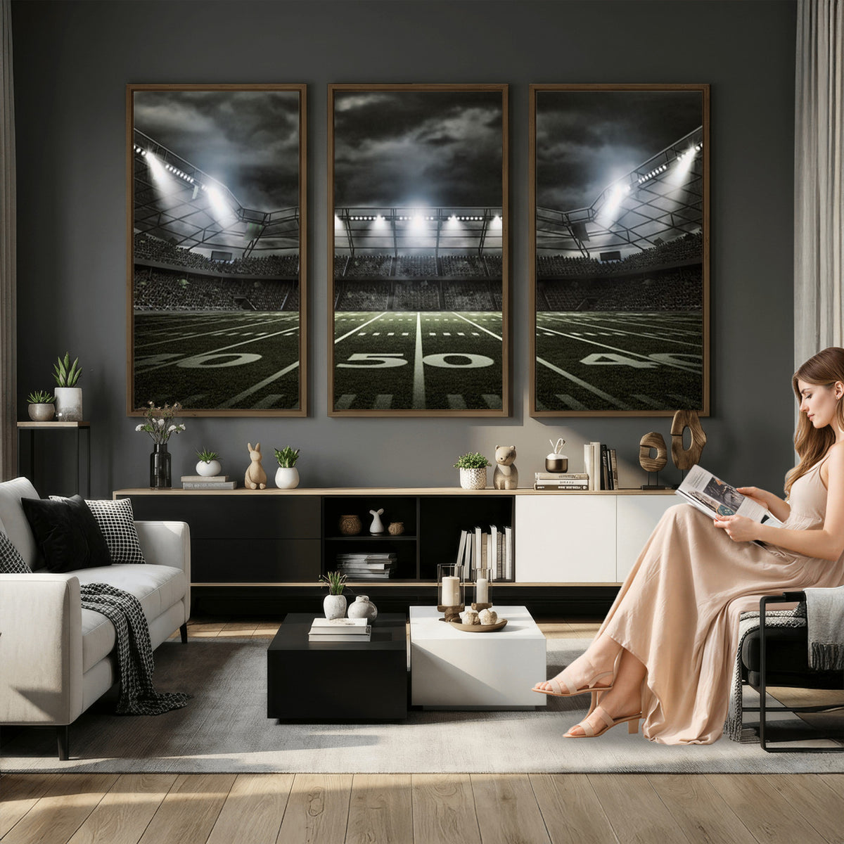 90107-MGV-CV-36X24 - American Football Stadium Wall Art Canvas Print, Stadium Sport Wall Art Print