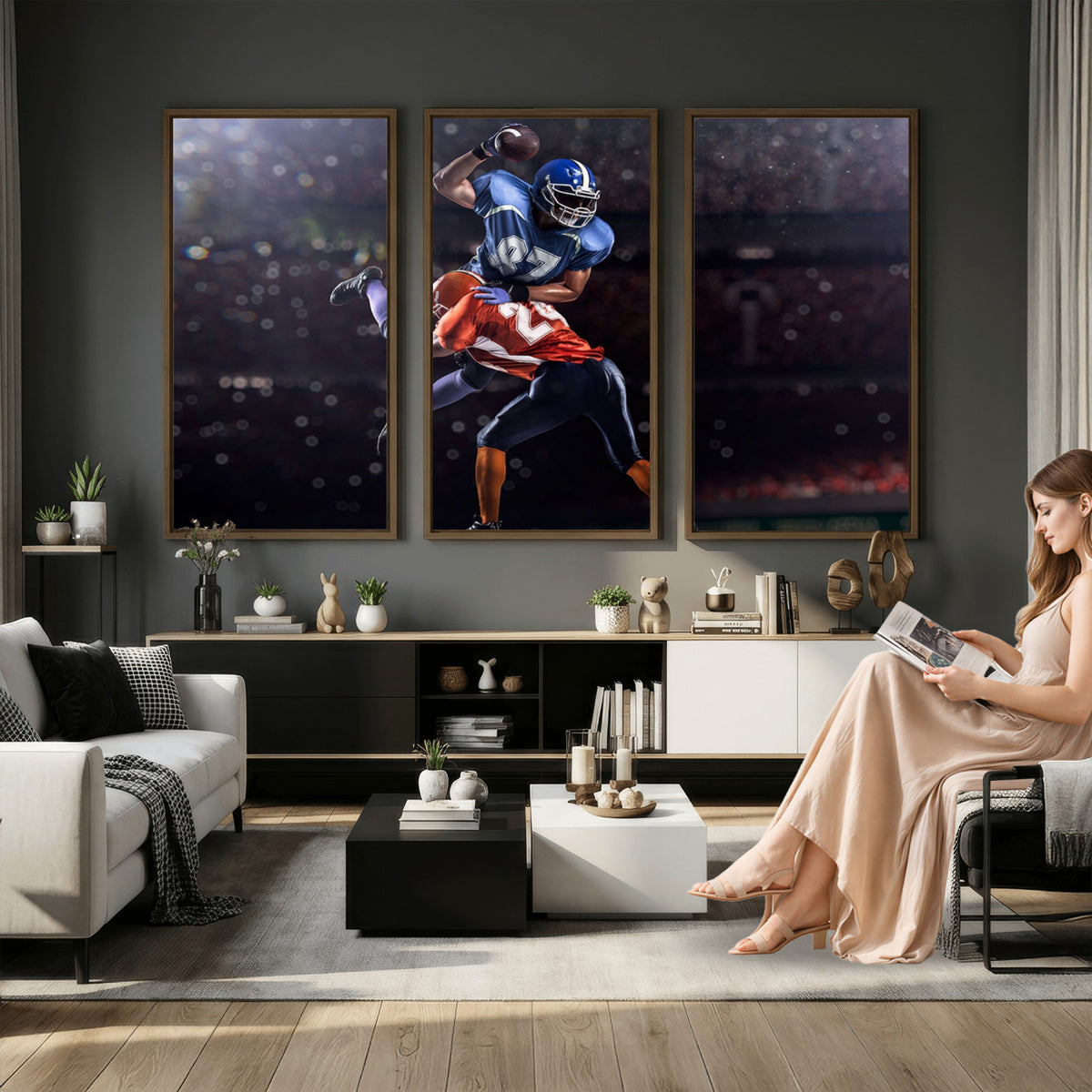 76491-MGV-CV-36X24 - American Football Wall Art Canvas Print, Stadium Sport Wall Art Print