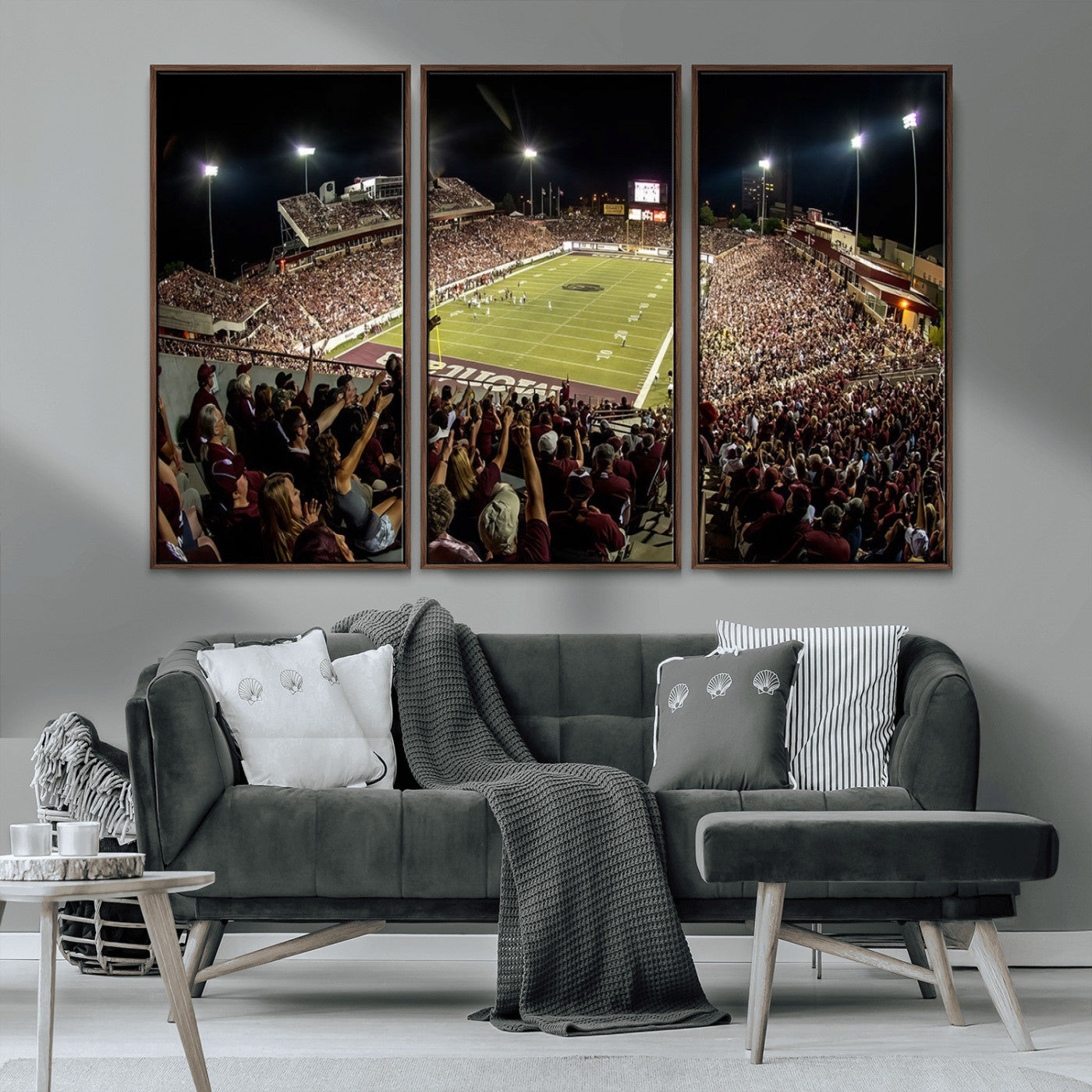 -Washington-Grizzly Stadium Canvas Wall Art – Exciting Game Night Atmosphere Captured in Panoramic