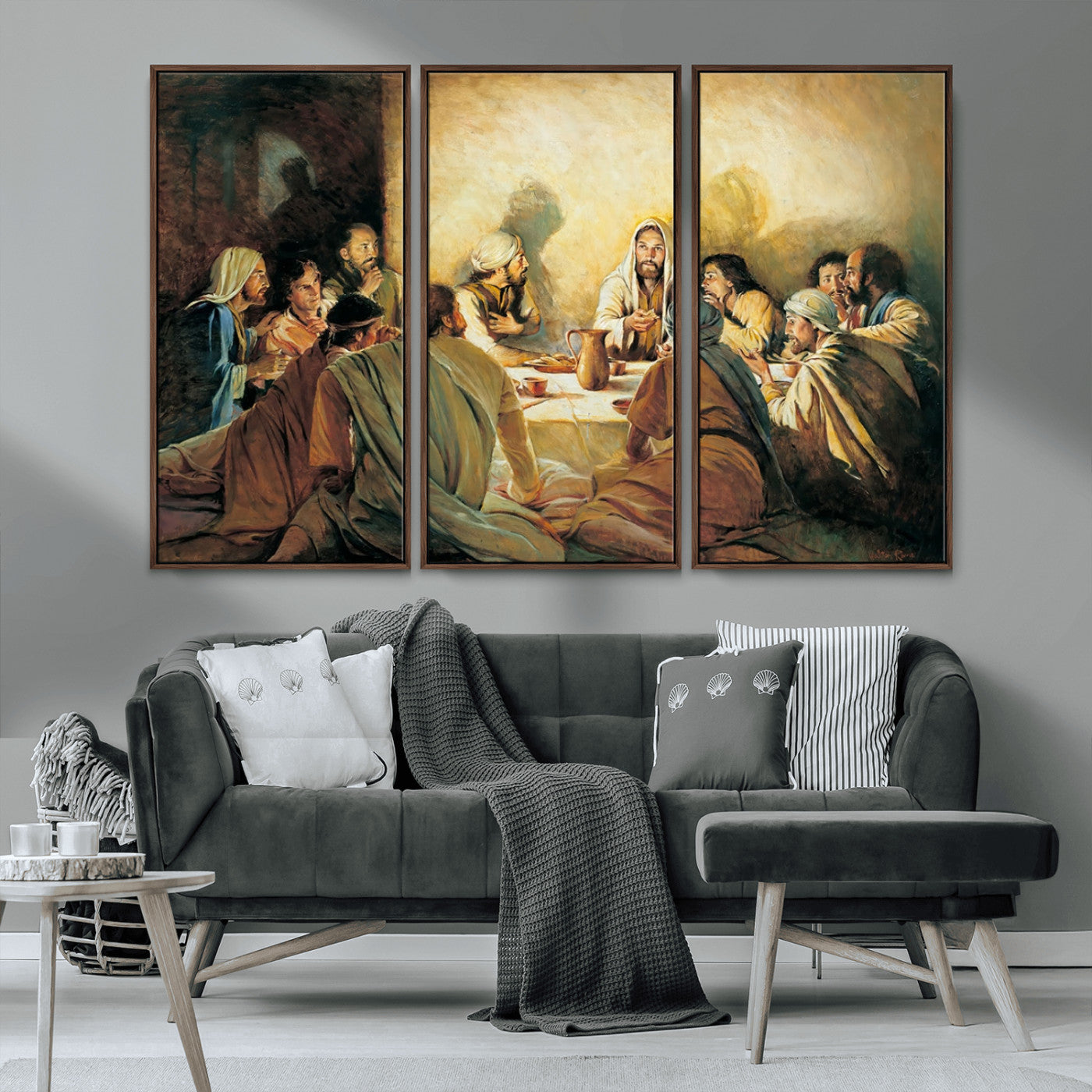 MGV-FC-48X32-3P - Last Supper Wall Art Canvas Print, Framed Jesus Painting Art Picture Print, Moderne Bibel Perfect Traditional/Religious Decor Artwork