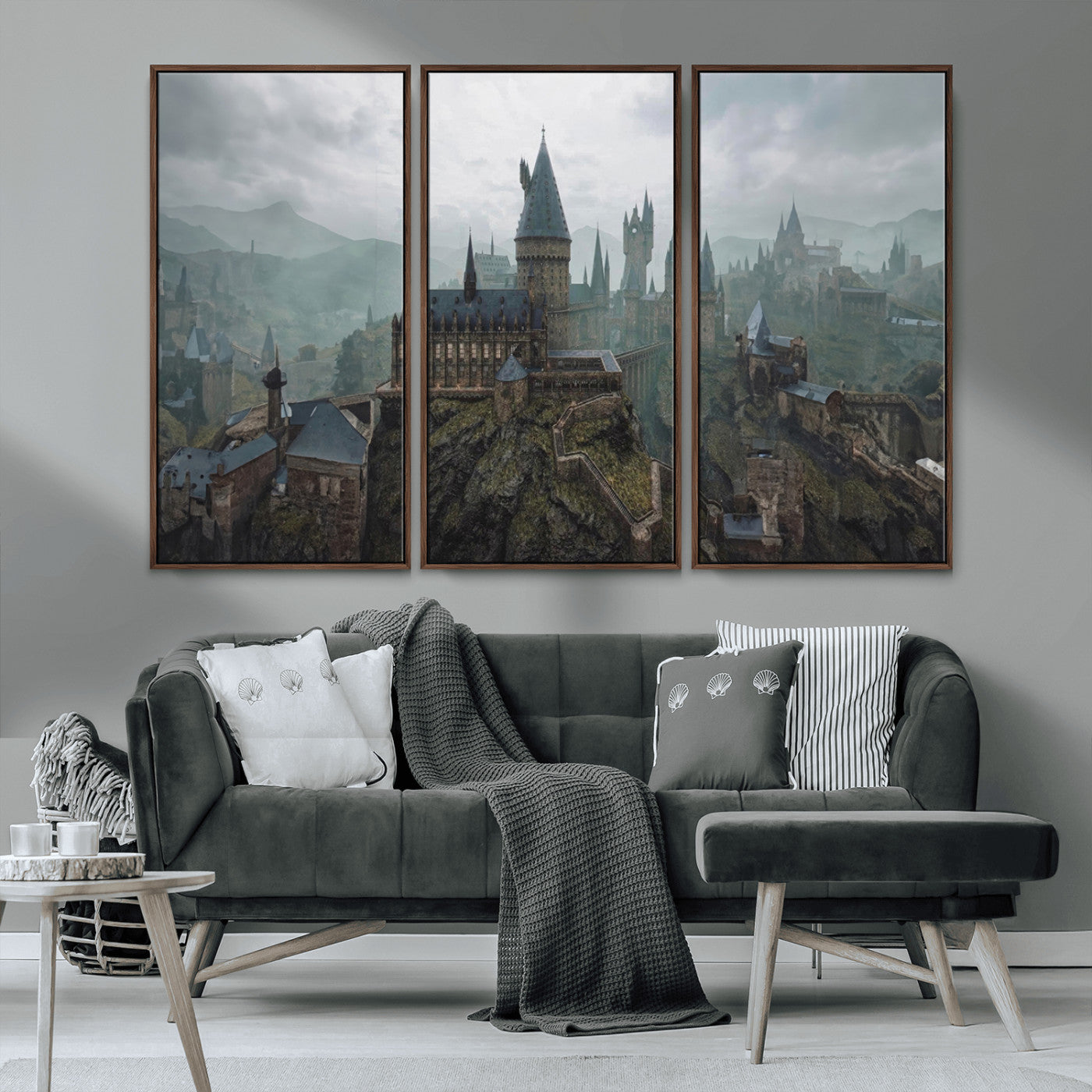 MGV-FC-48X32-3P - Disney Castle Wall Art Canvas Print, Living Kids Home Room Decor Art Print