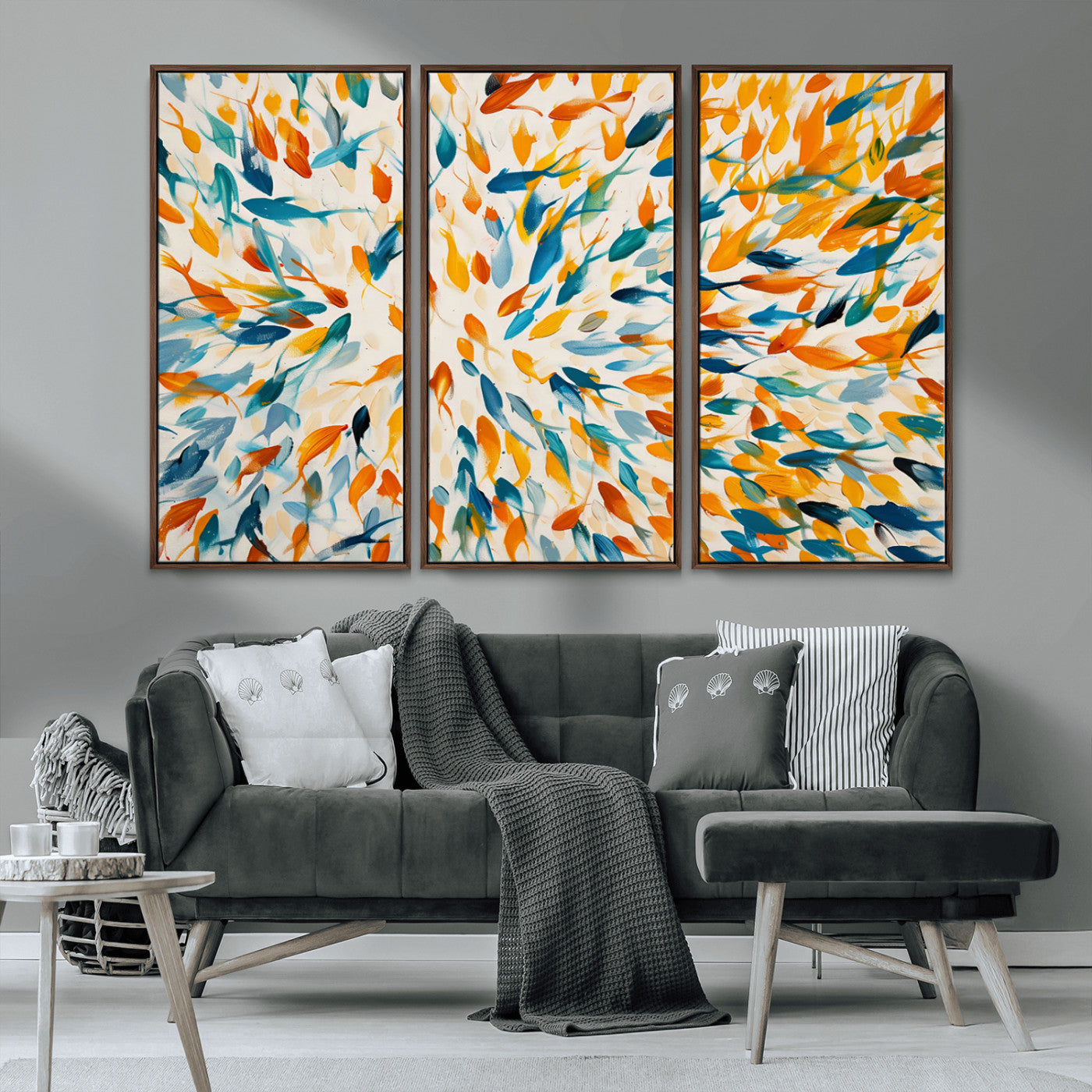 -Colorful Fish Wall Art Print – Abstract Ocean-Inspired Wall Art for Modern Spaces | Framed Canvas,