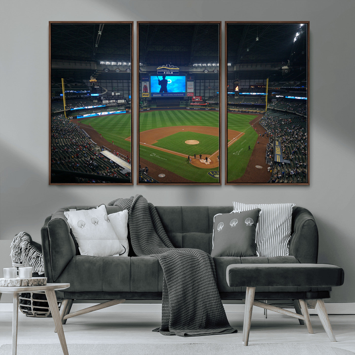 MGV-FC-48X32-3P - Milwaukee Brewers Baseball Art Print - American Family Field Stadium Wall Art Canvas Print