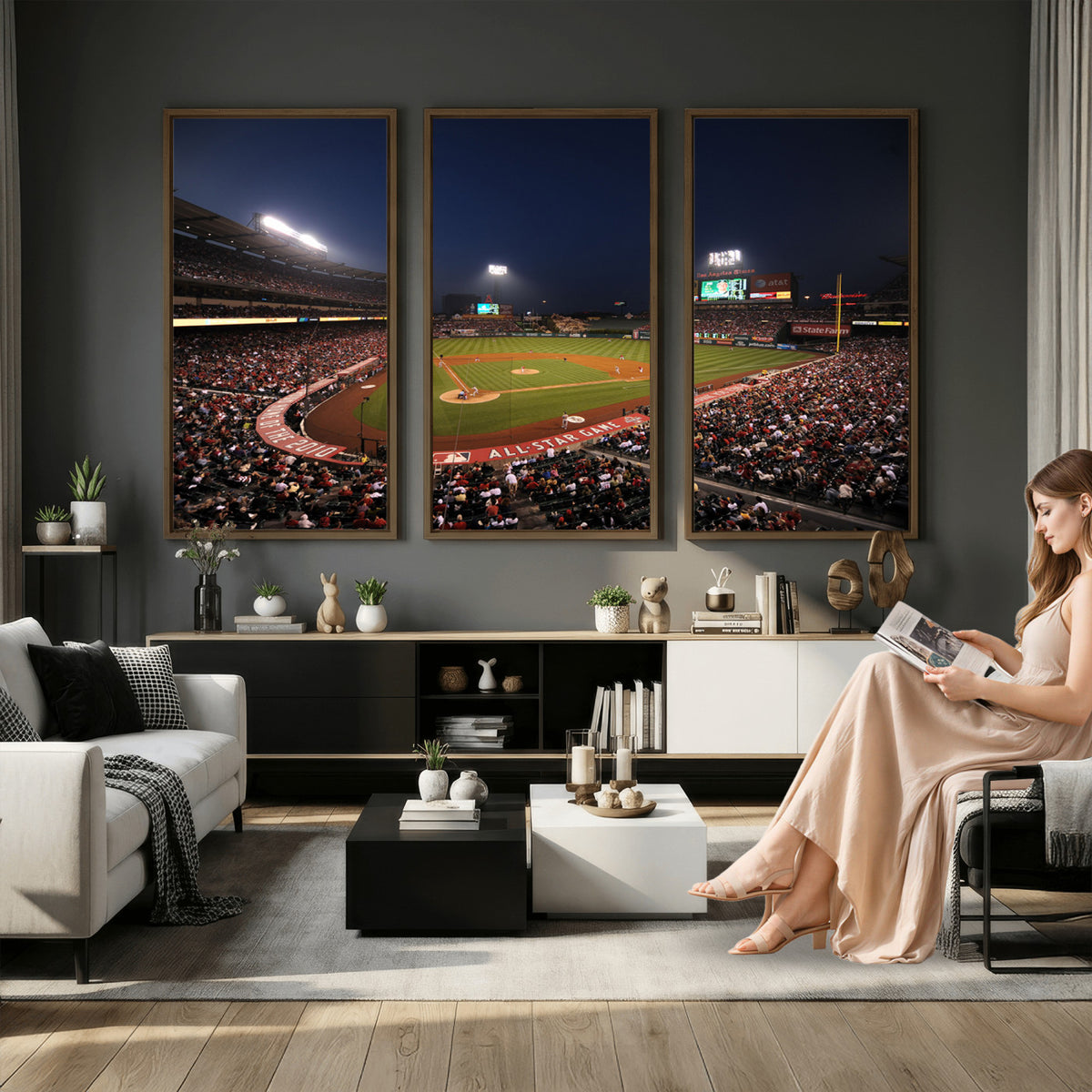 88896-MGV-CV-36X24 - Los Angeles Angels Baseball Team Print, Anaheim Angel Stadium Wall Art