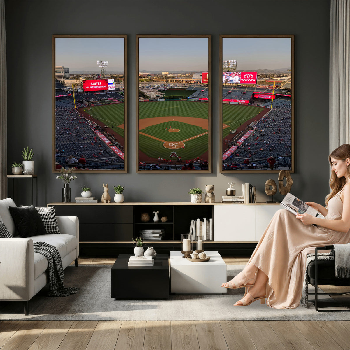 45864-MGV-CV-36X24 - Los Angeles Angels Baseball Canvas Print, Anaheim Angel Stadium Wall Art