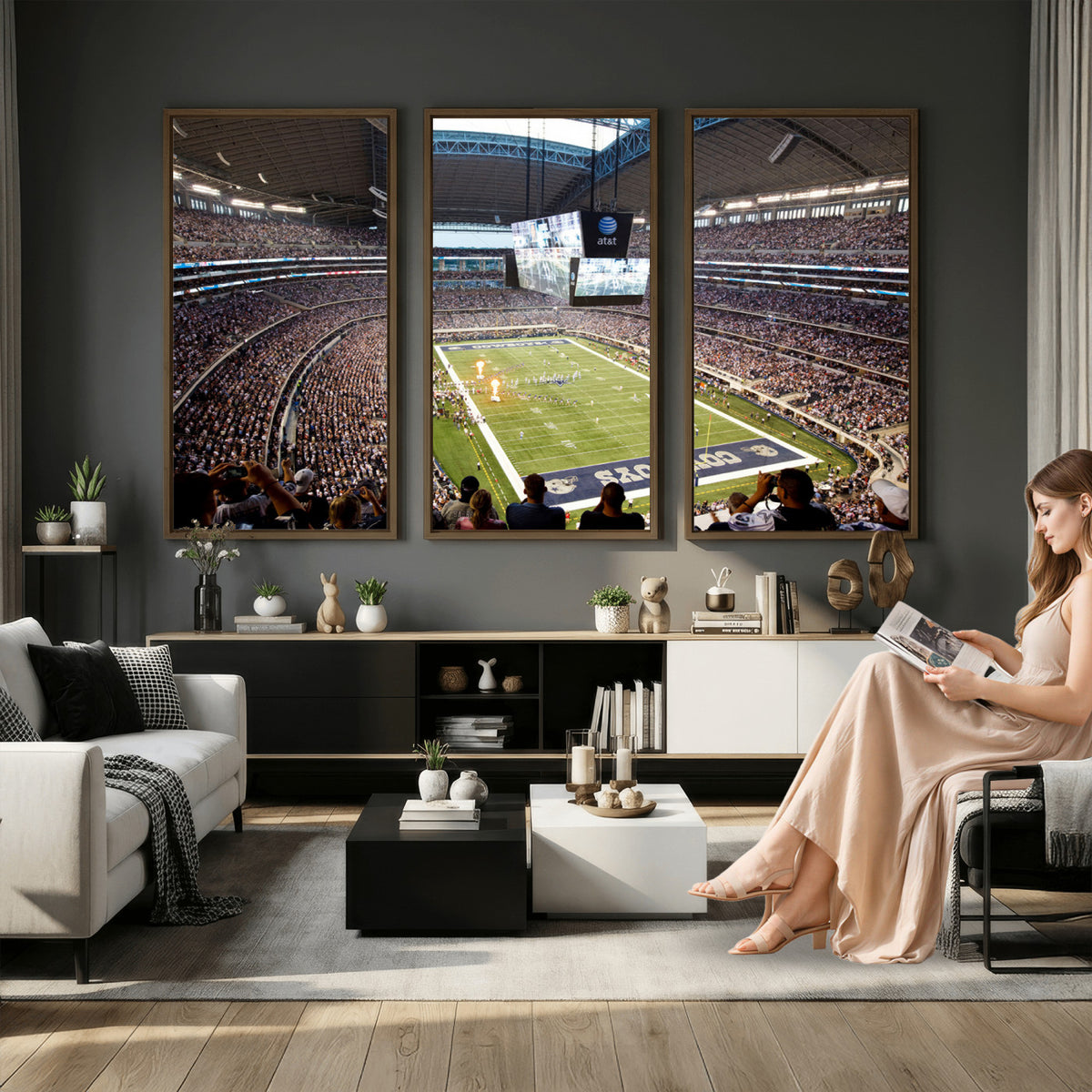 82096-MGV-CV-36X24 - Dallas Cowboys Football Team Print - Arlington AT&T Stadium Wall Art Canvas Print