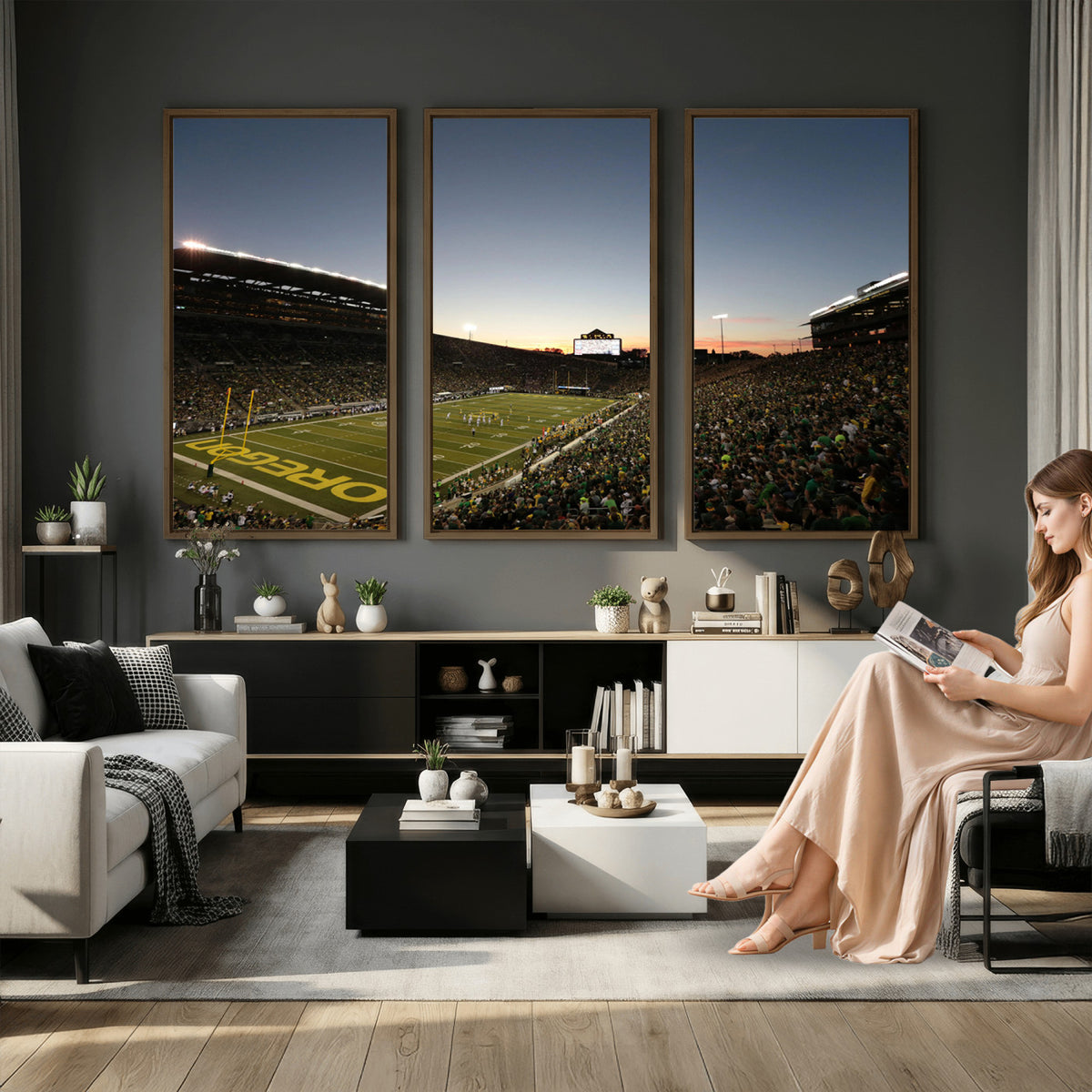 21429-MGV-CV-36X24 - Oregon Ducks Football Team Print - Eugene Autzen Stadium Wall Art Canvas Print