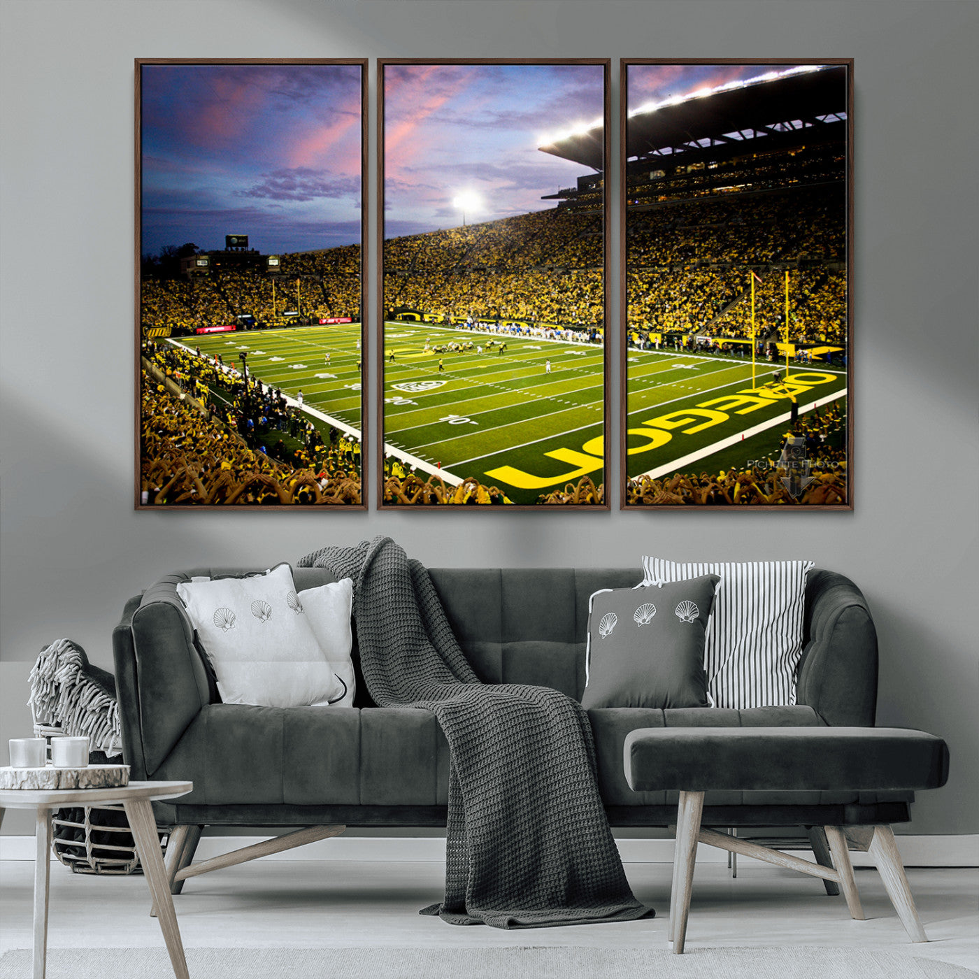 MGV-FC-48X32-3P - University of Oregon Ducks Football Team Print - Eugene Autzen Stadium Wall Art Canvas Print