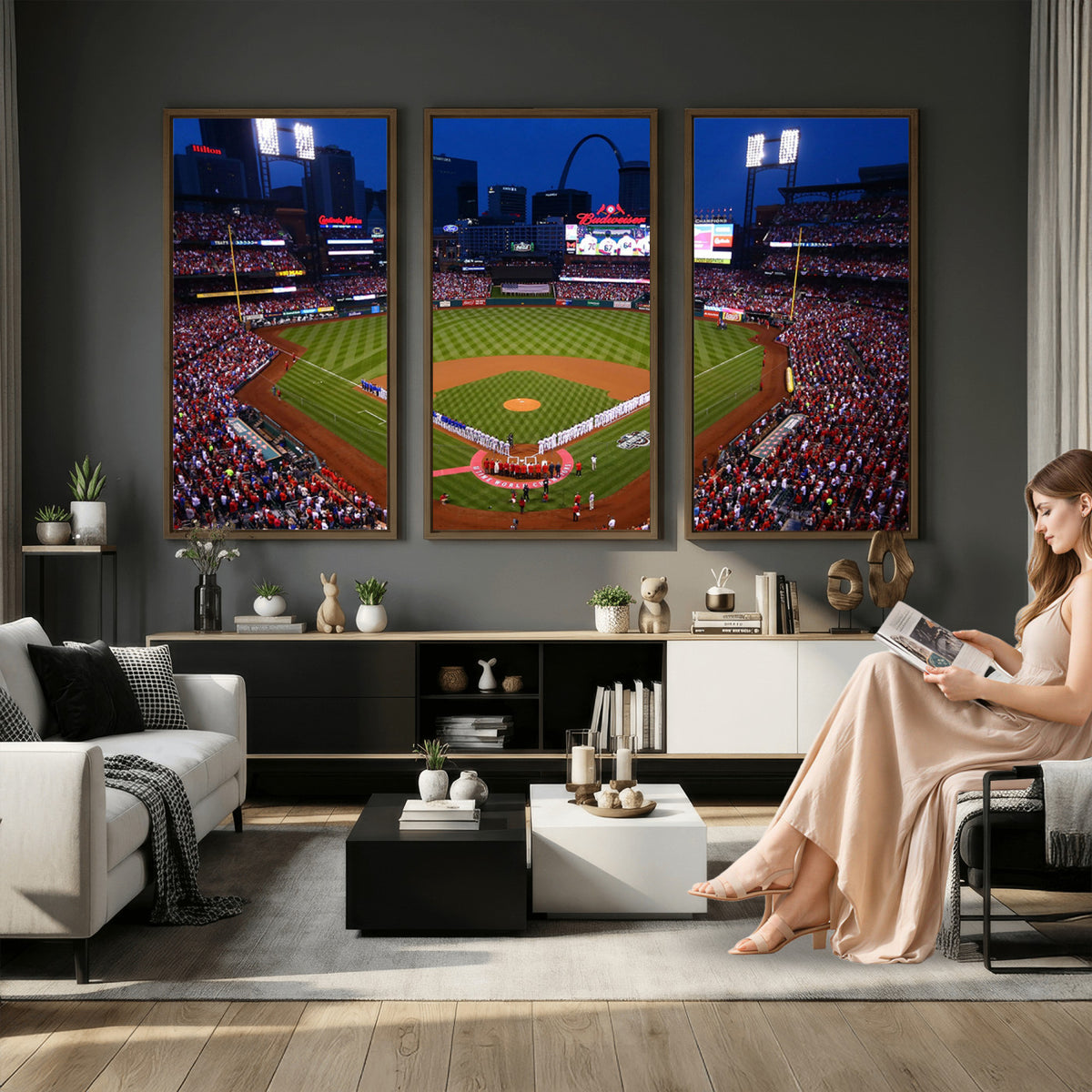 11925-MGV-CV-36X24 - St. Louis Cardinals Baseball Team Print, Busch Stadium Wall Art