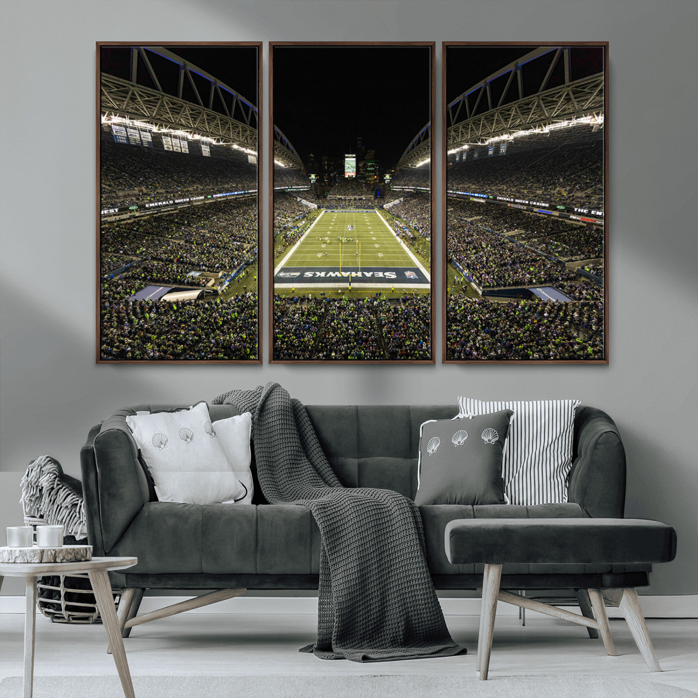MGV-FC-48X32-3P - Seattle Seahawks Football Team Print Wall Art - Seattle Century Link Field Stadium Wall Art Canvas