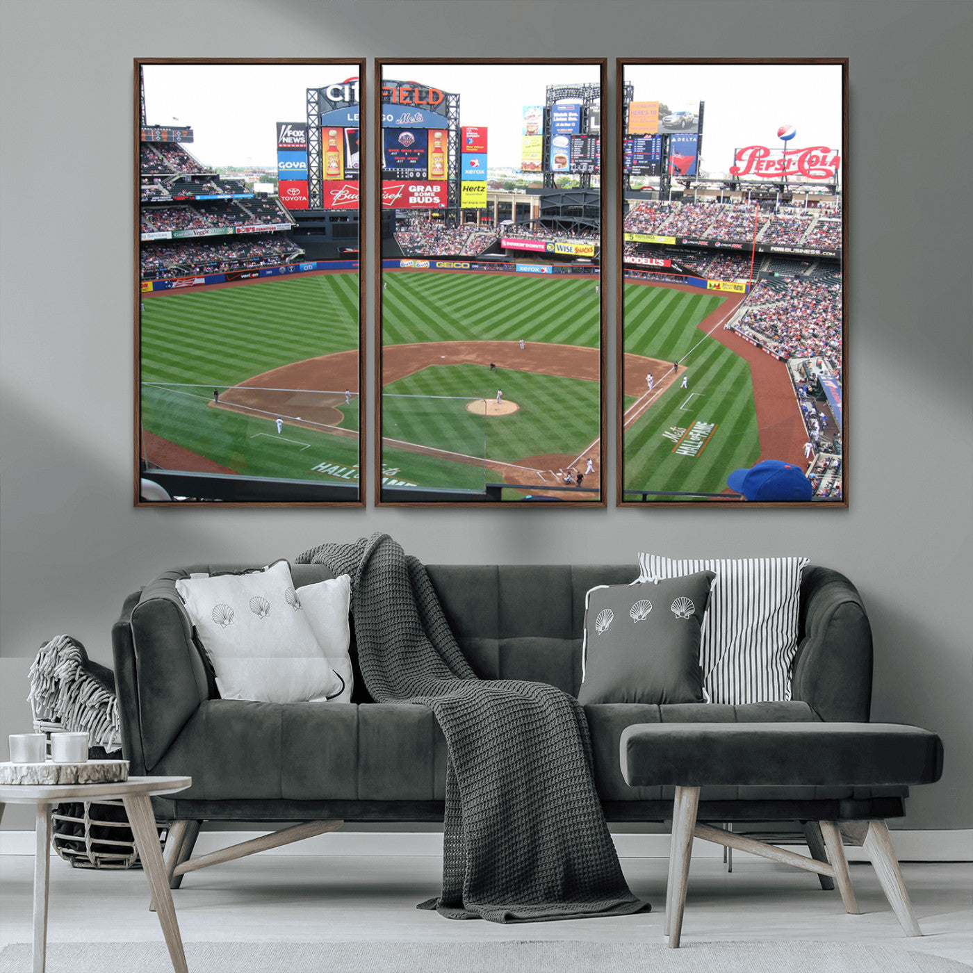 MGV-FC-48X32-3P - New York Mets Baseball Team Print - Citi Field Baseball Stadium Wall Art Canvas Print